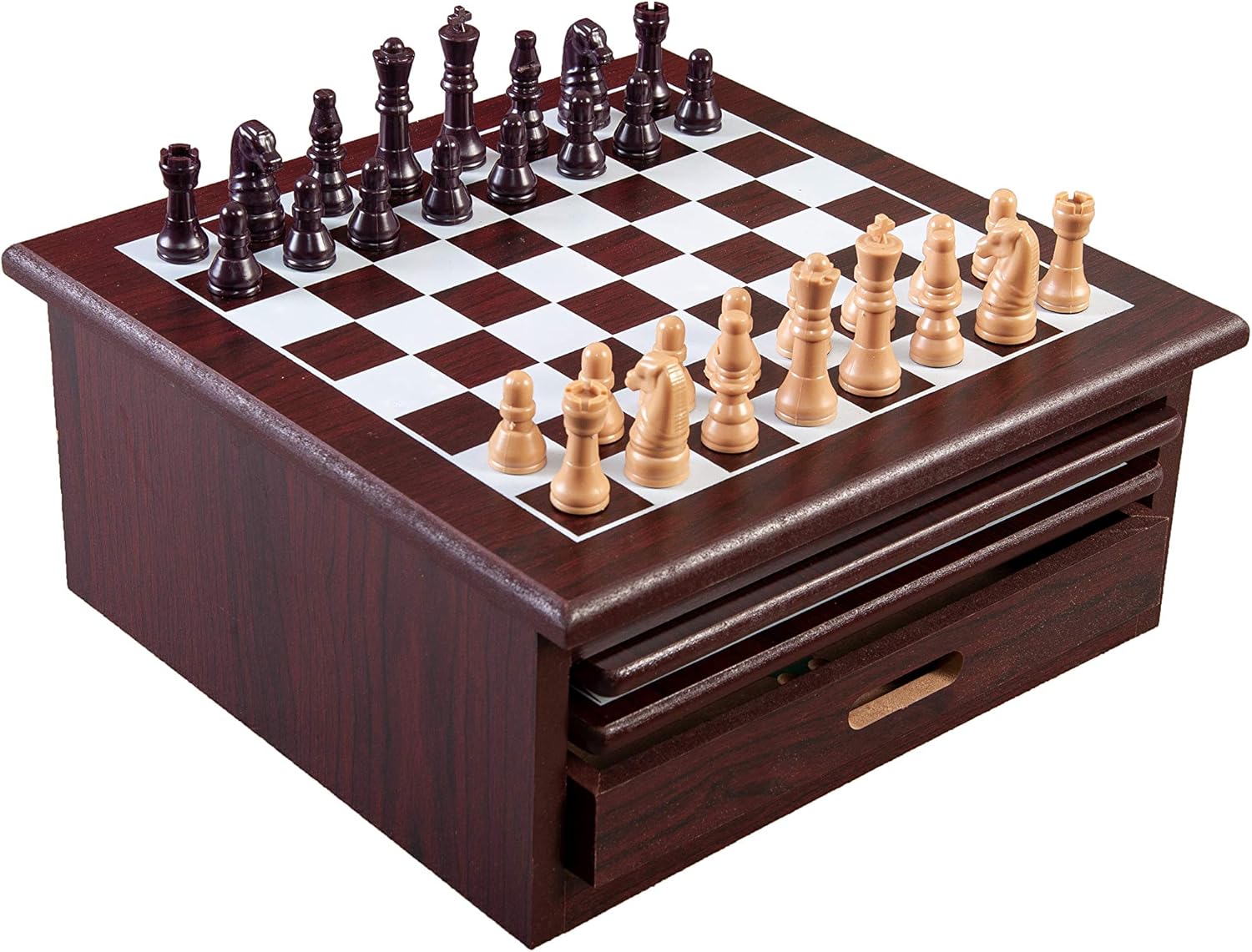 Juego de ajedrez, damas y juego 15 en 1
