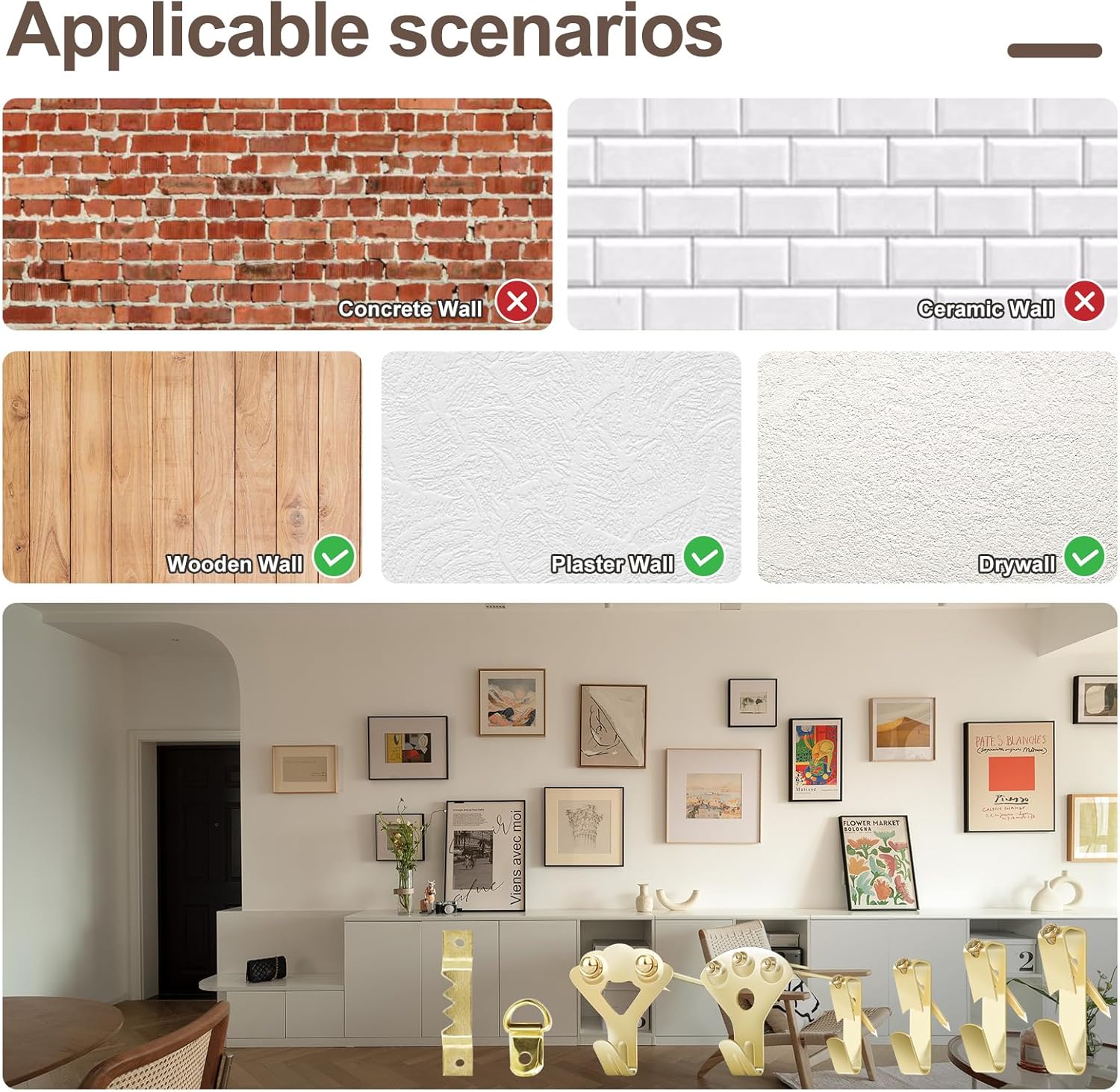 DrfzCa Kit para colgar cuadros, 322 ganchos para fotos, con accesorios para colgar cuadros de 10 a 120 libras, kit surtido para colgar cuadros en