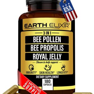 Polen de abeja orgánico 3 en 1 de 1000 mg (180 cápsulas) con cápsula de abeja de 1000 mg y cápsula de jalea real de 1000 mg – Hecho en Estados Polen de abeja orgánico 3 en 1 de 1000 mg (180 cápsulas) con cápsula de abeja de 1000 mg y cápsula de jalea real de 1000 mg – Hecho en Estados