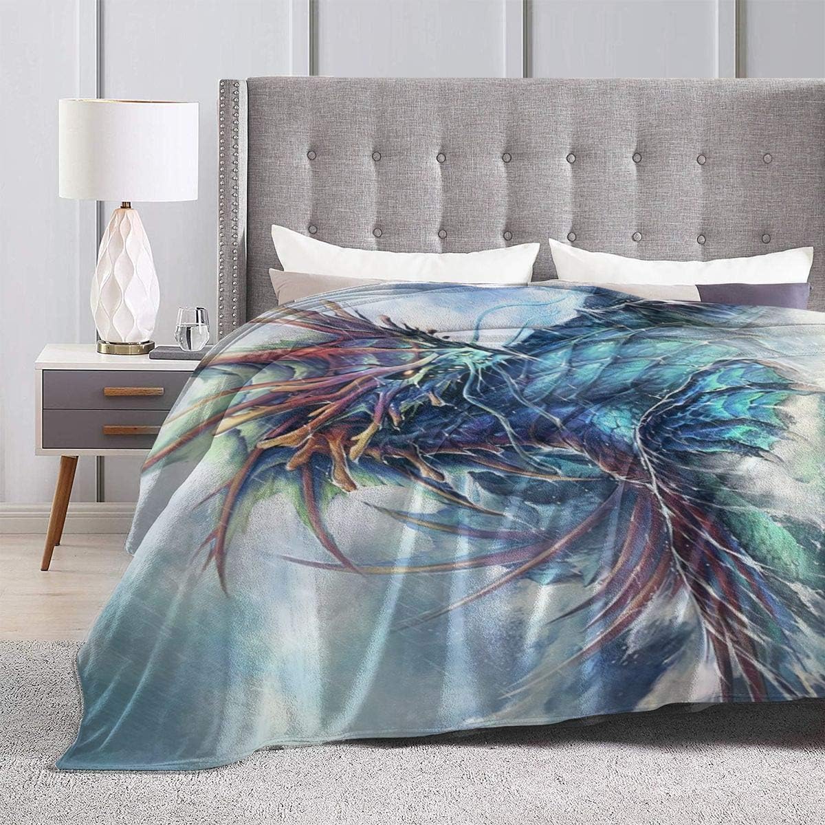 WAZHIJIA Mighty Dragon – Manta de forro polar, mullidas y cálidas para ropa de cama de invierno, sofá y felpa para decoración de hogar, idea de