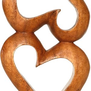 G6 Collection Estatua de escultura abstracta de madera de 12 pulgadas hecha a mano Dos corazones, un amor Arte de regalo decorativo para G6 Collection Estatua de escultura abstracta de madera de 12 pulgadas hecha a mano Dos corazones, un amor Arte de regalo decorativo para