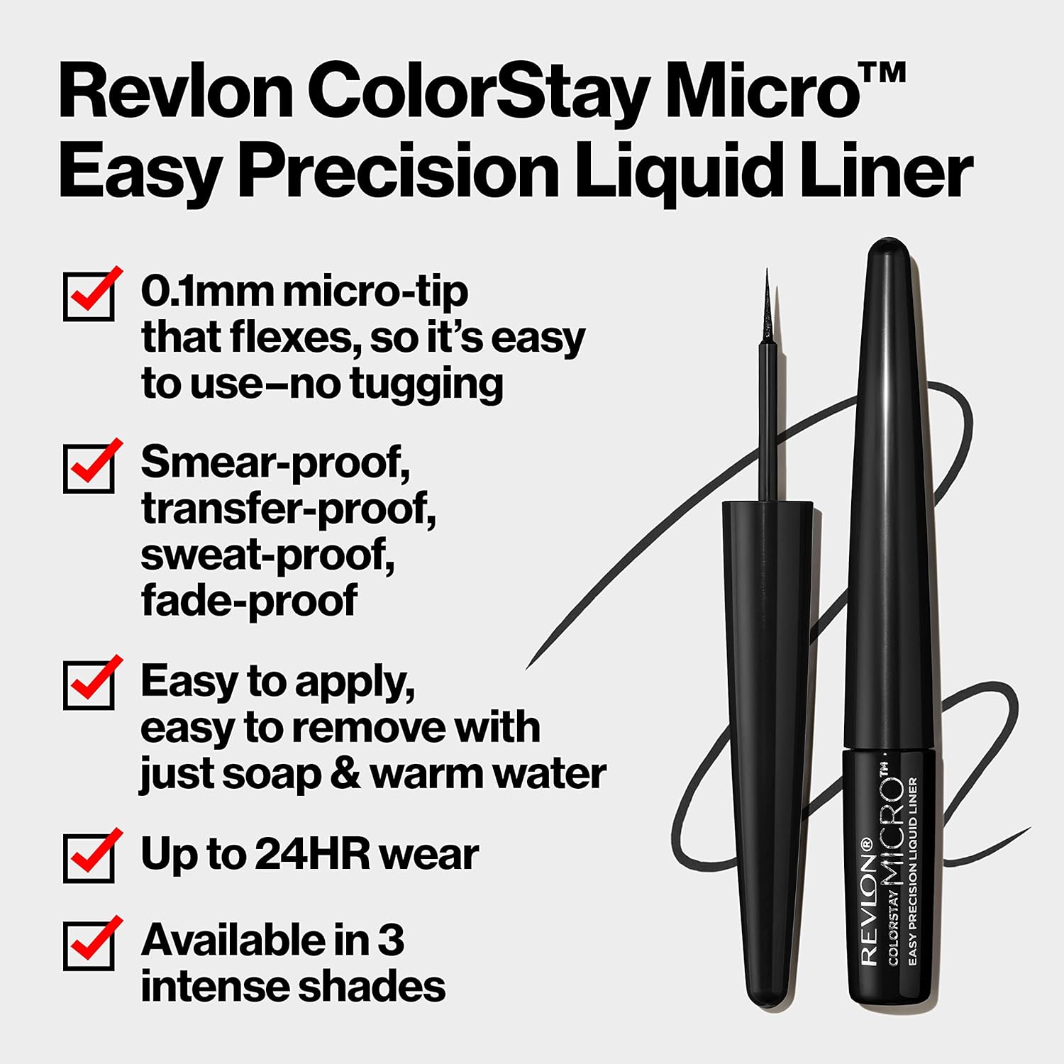 REVLON ColorStay – Delineador de ojos líquido Micro Easy Precision, impermeable, a prueba de manchas, de larga duración con punta de micro fieltro,