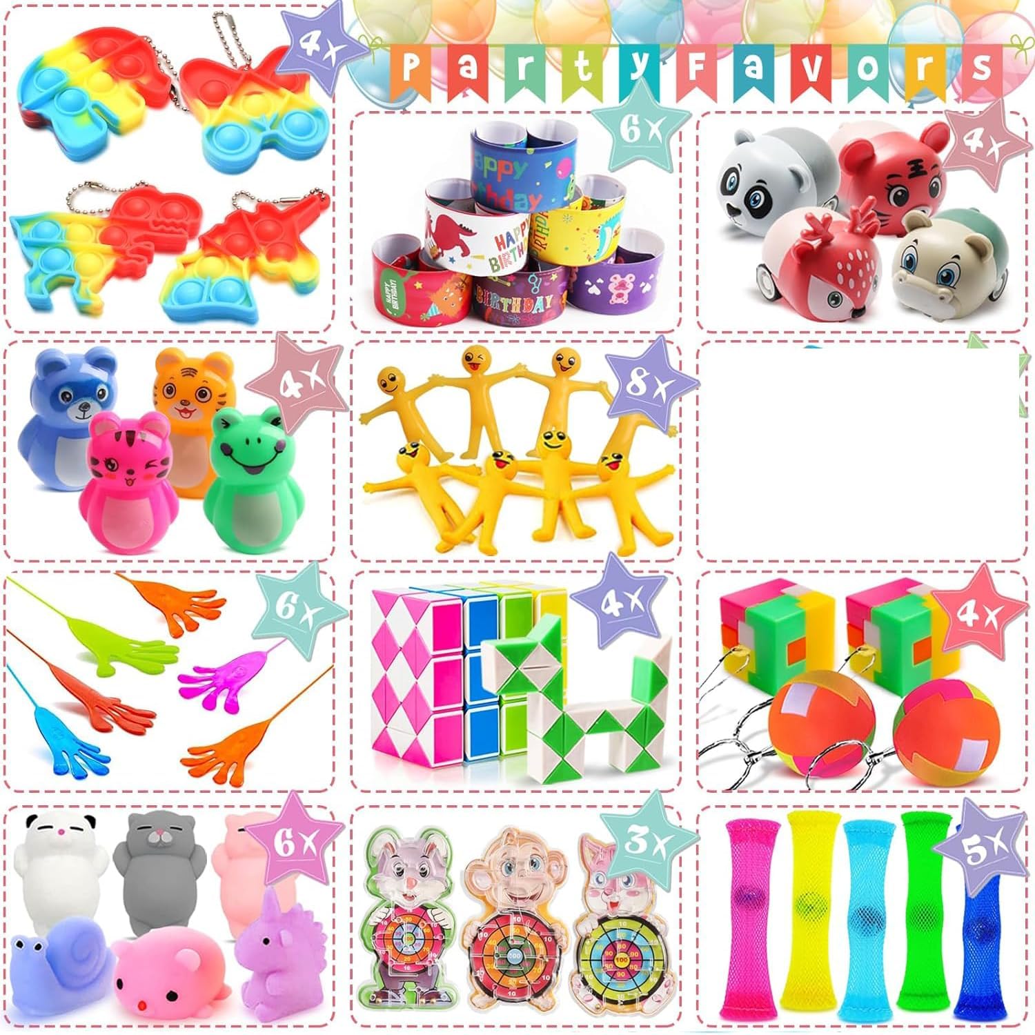 58 piezas de recuerdos de fiesta para niños de 3 a 5 4 a 8 a 12, caja de premios de carnaval del cofre del tesoro, juguetes para aula, rellenos de