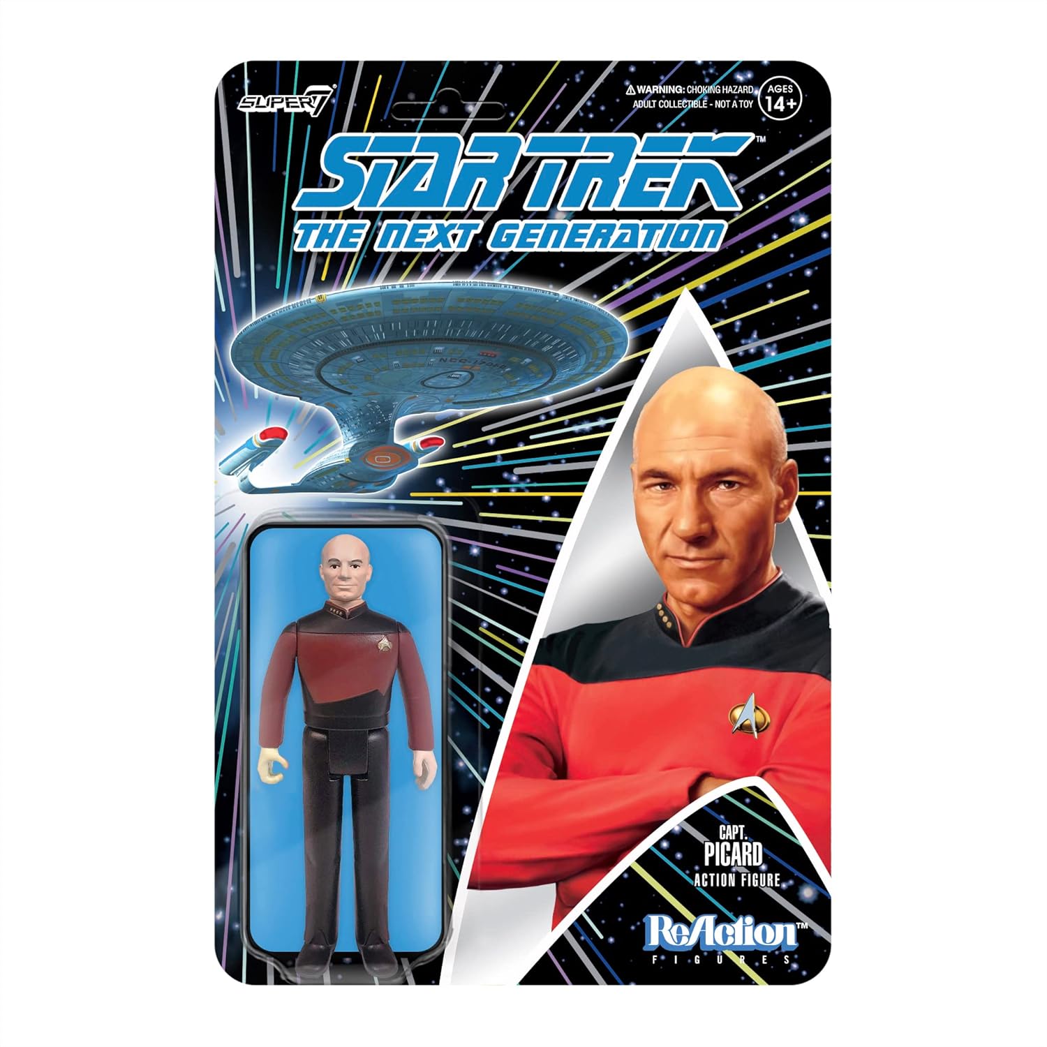Super7 Star Trek La próxima generación del capitán Picard 3.75 en figura de reacción