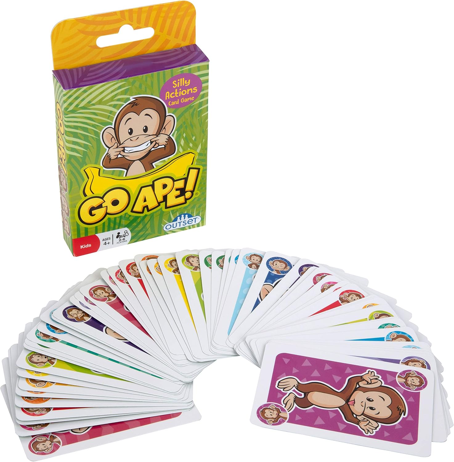 Go Ape! Juego de cartas de viaje para niños – Twist on Go Fish – Act Out Monkey Picture on Card – A partir de 4 años