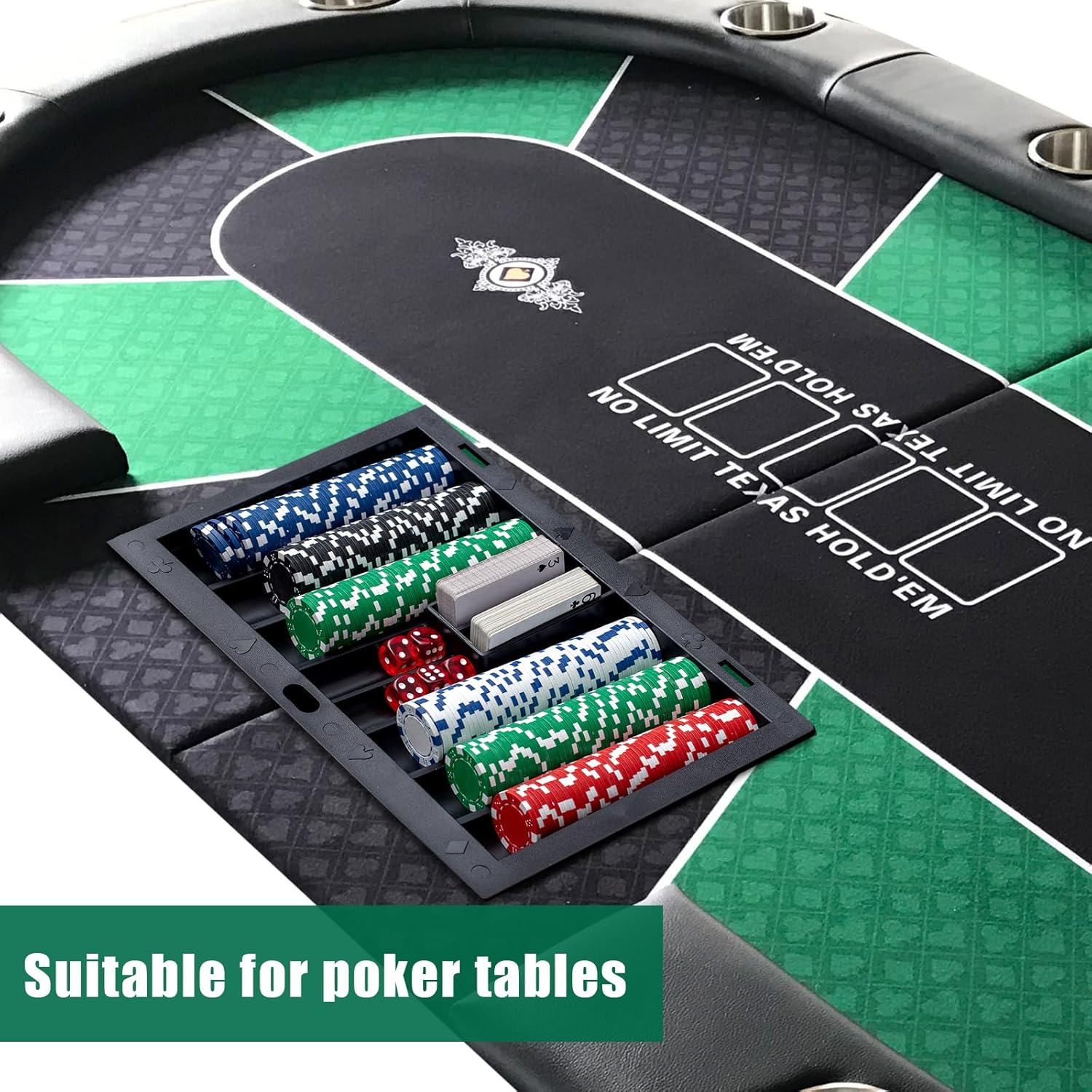 Honoson Bandeja de fichas de póquer de plástico, bandeja de fichas de distribuidor de póquer negro con 6 zapatos de blackjack y bandeja de desecho,