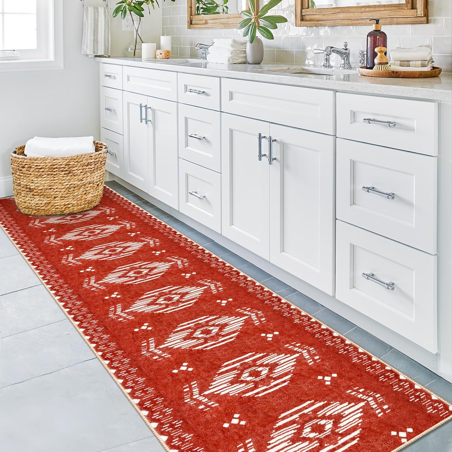 KILOCOCO Alfombra de pasillo lavable de 2 x 8 pies, alfombra bohemia antideslizante para pasillo, alfombra larga para interiores, para dormitorio,