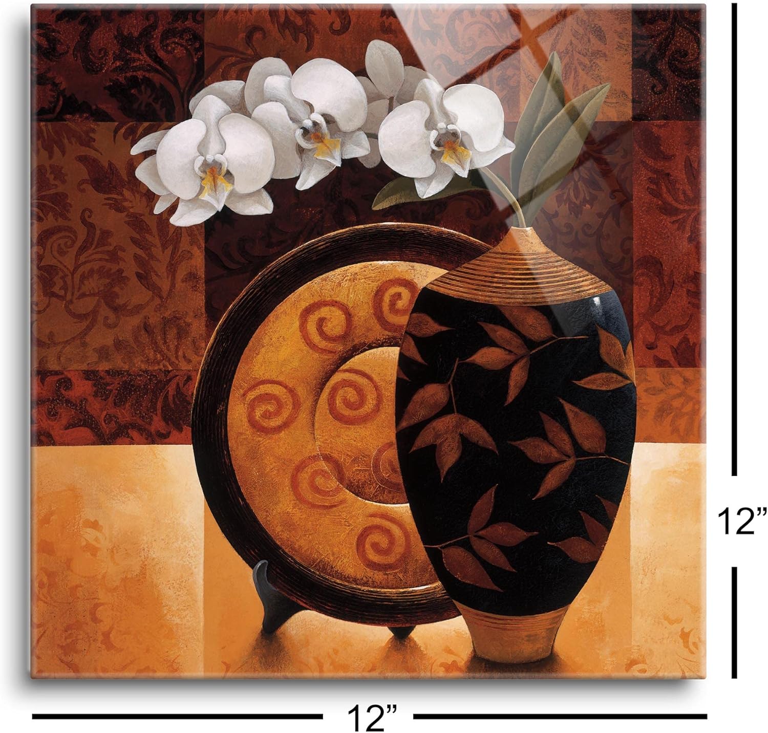 SOULFINE Arte de pared de vidrio templado sin marco, para decoración del hogar, 12.0 x 12.0in, Orquídea Linda II