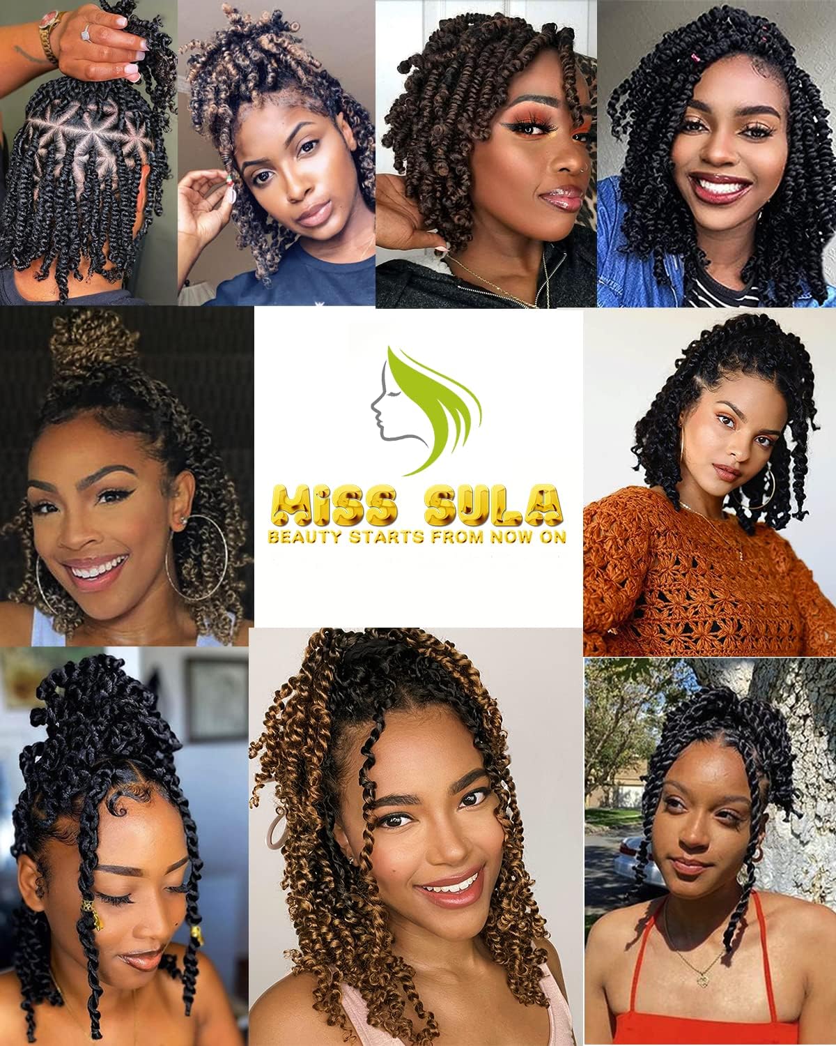 Paquete de 8 paquetes de cabello corto de ganchillo de 10 pulgadas para mujeres negras y niños, 3 tonos de color degradado gris a rubio a