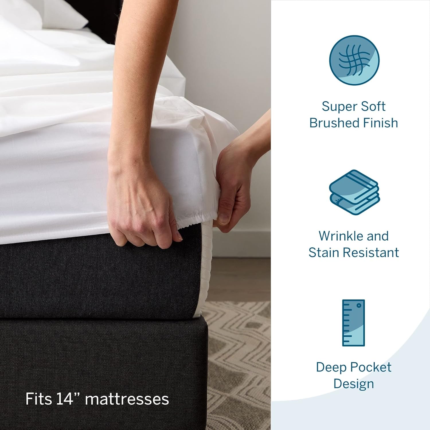 Lucid Juego de sábanas de microfibra resistente a las arrugas y a las manchas con un diseño de bolsillo profundo en un acabado cepillado súper suave
