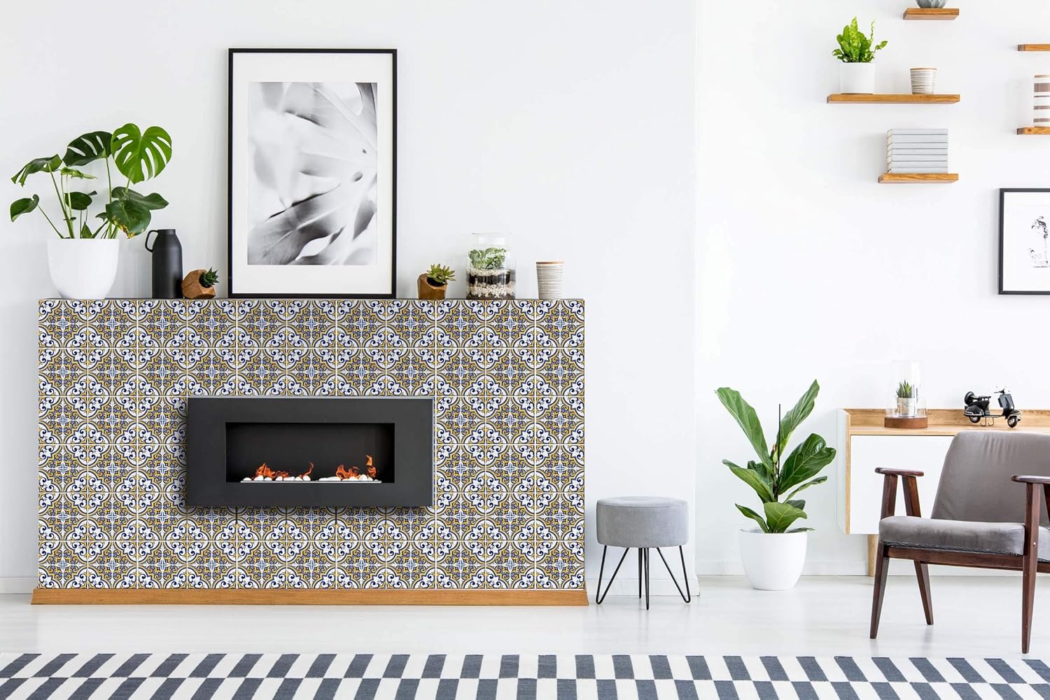 Adhesivos para azulejos Mi Alma, 24 unidades, Talavera, plantillas de pared, calcomanías para despegar y pegar, fácil aplicación, ideal para baño,