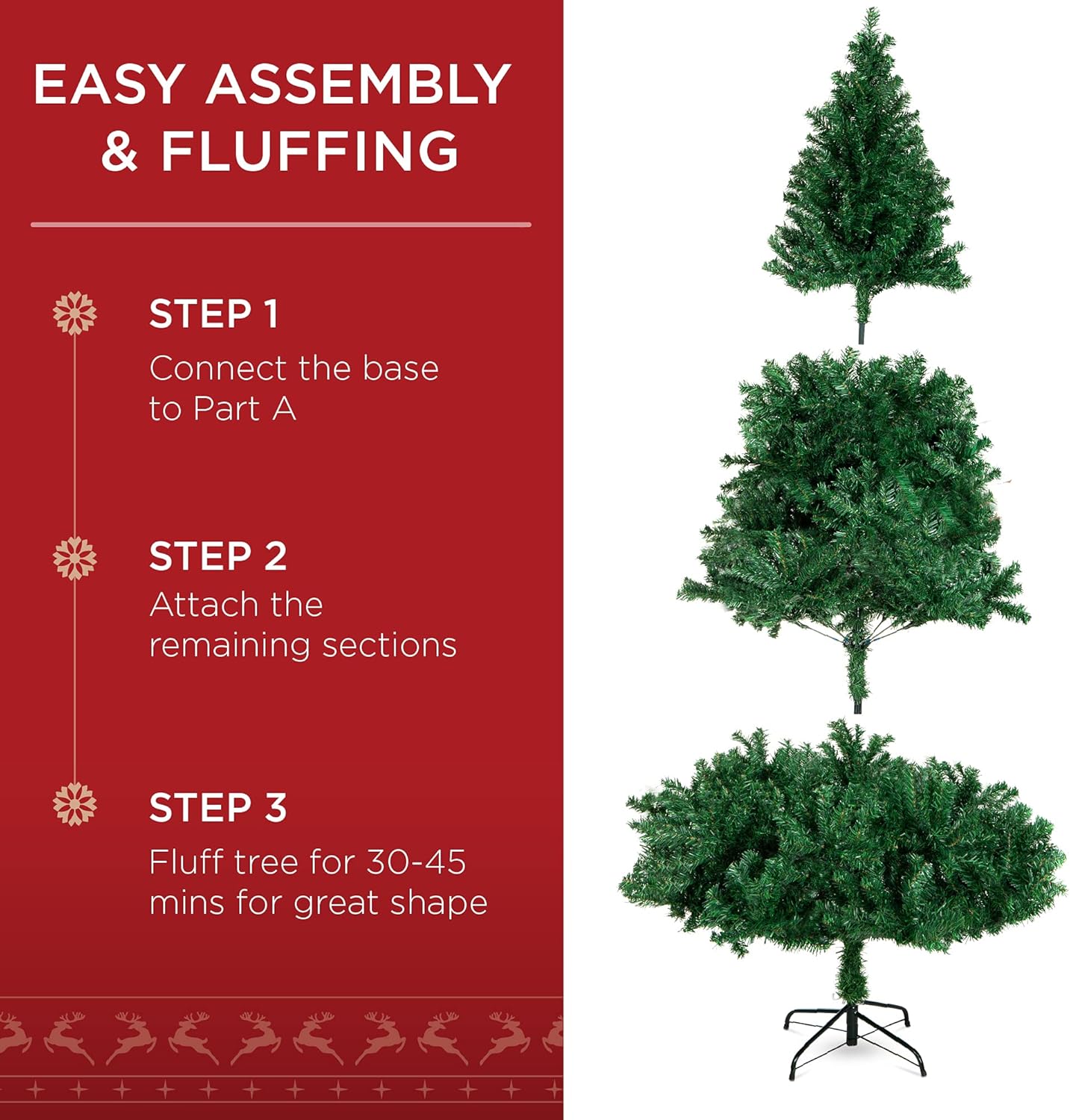 Best Choice Products Árbol de Navidad artificial preiluminado de 6 pies con bisagras para el hogar, oficina, decoración de fiesta con 1,000 puntas