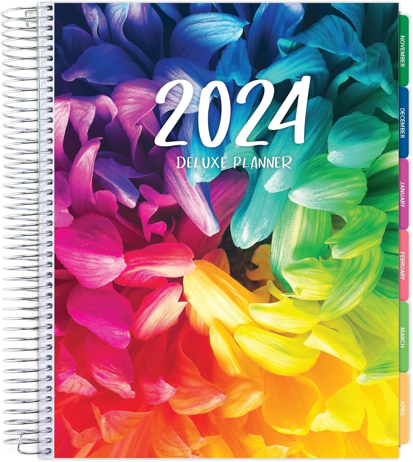 Planificador de lujo 14 meses (noviembre de 2023 a diciembre de 2024) 8.5 x 11 pulgadas, incluye pestañas de página, marcador, calcomanías de