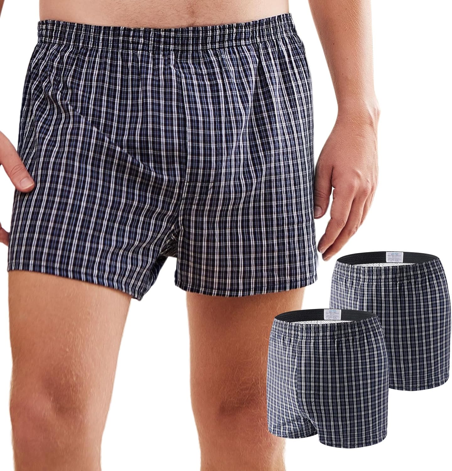 Paquete de 2 calzoncillos de incontinencia para hombre, reutilizables, lavables, para incontinencia urinaria, talla XL, cuadros azules
