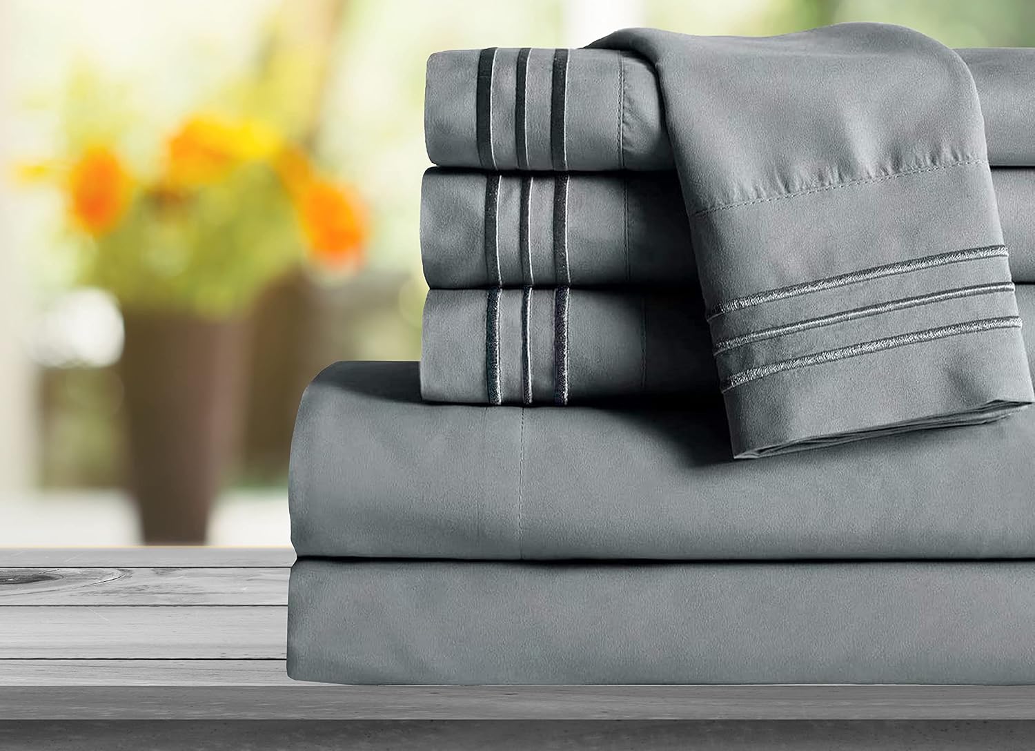 Mocassi Juego de sábanas tamaño individual, sábanas y fundas de almohada de hotel de lujo de 1800 Premier – Sábanas ultrasuaves, transpirables y