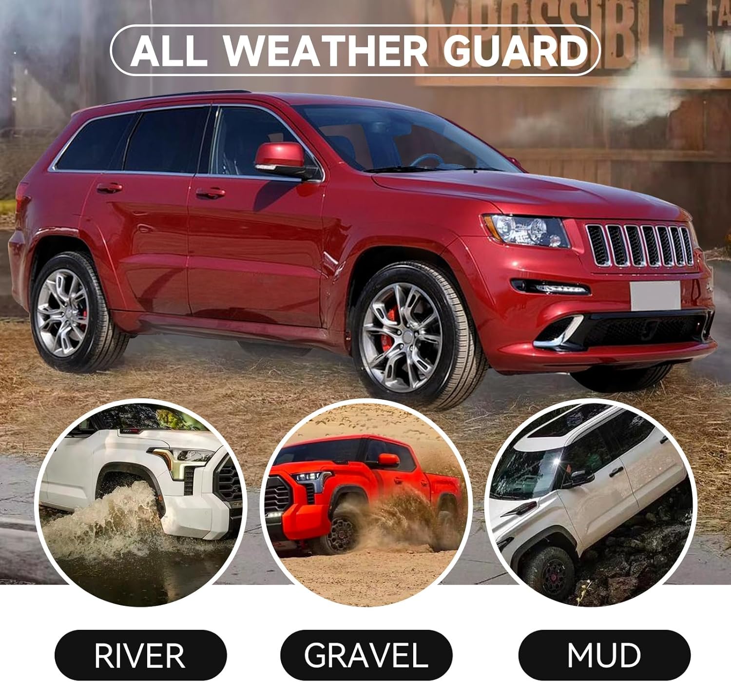 MITZONE Juego de 4 protectores contra salpicaduras compatibles con Jeep Grand Cherokee 2011-2022, juego de 4 piezas delanteras y traseras