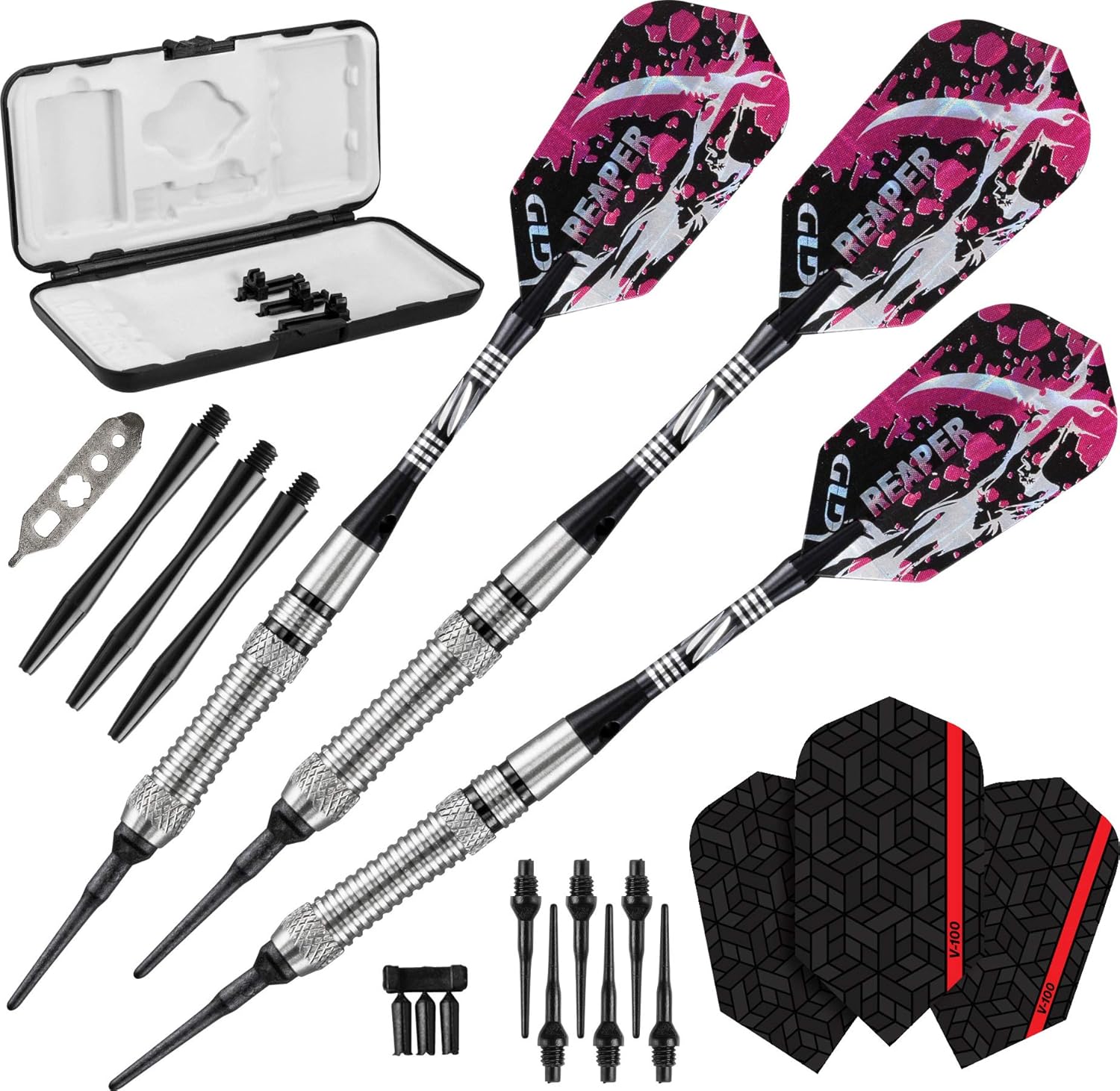 Viper Grim Reaper – Dardos de punta suave de tungsteno 80% con estuche de almacenamientoviaje