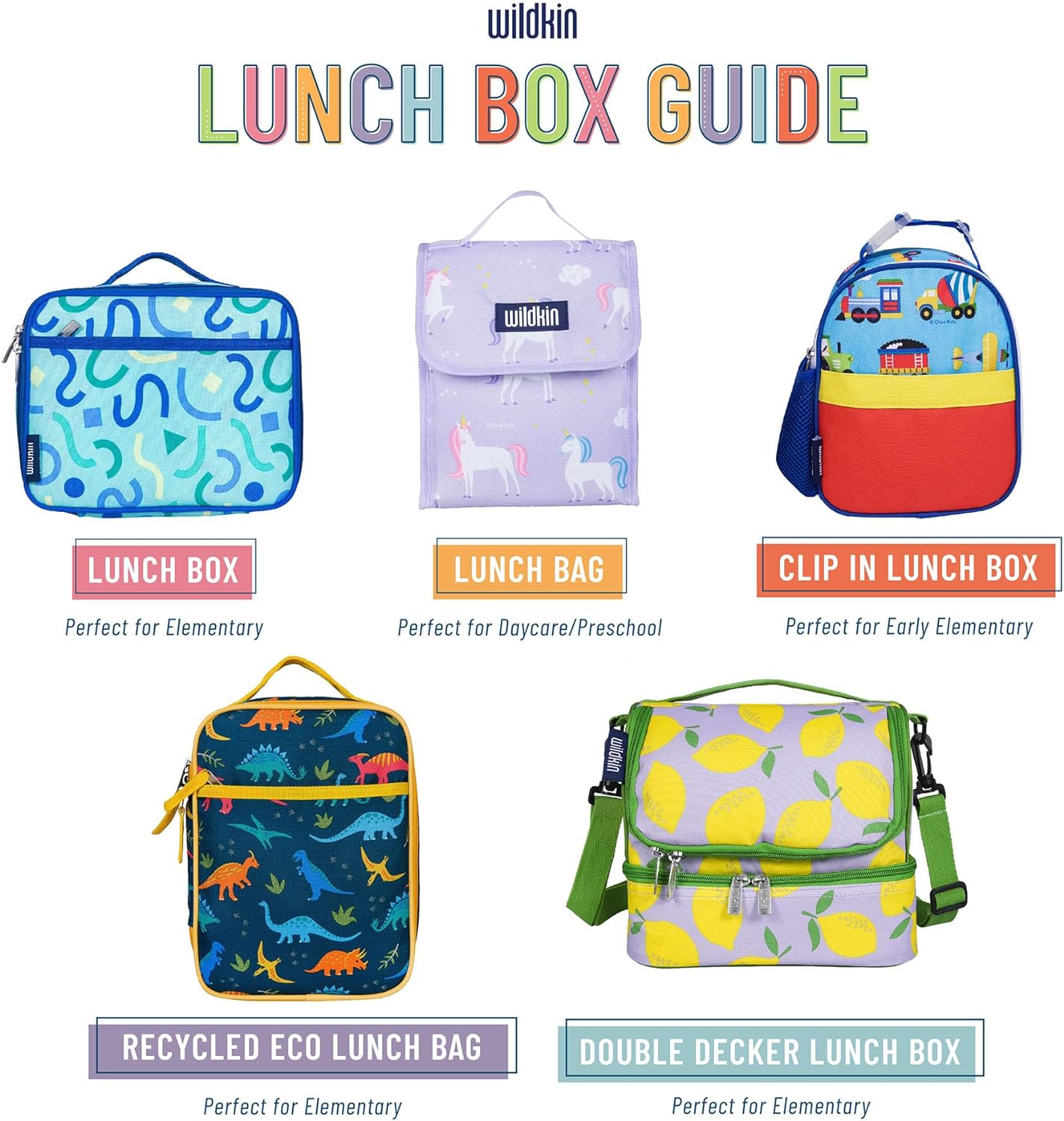 Wildkin Two Compartment Insulated Lunch Bag for Boys & Girls, Perfect Solution for Packing Hot or Cold Snacks for Kids’ School and Travel, Ideal for