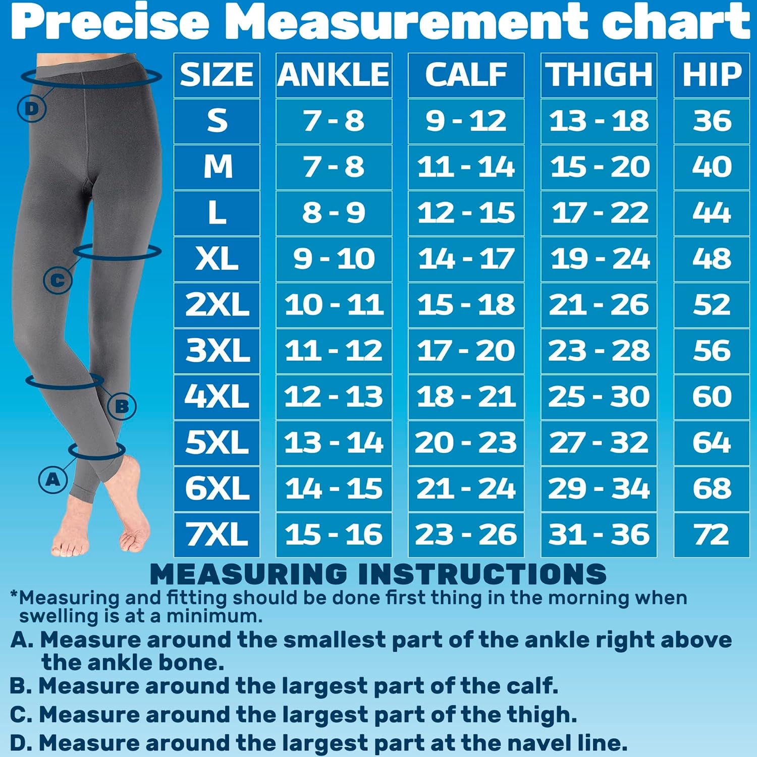 Leggings de compresión debajo del vestido para mujeres hasta 7XL 20-30mmHg – A717