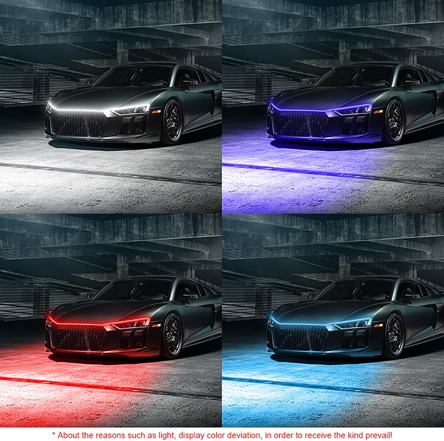 Tira de luz LED para capó de automóvil, de 71 pulgadas, flexible, para correr durante el día, inicia la luz de escaneo para automóviles, camiones,