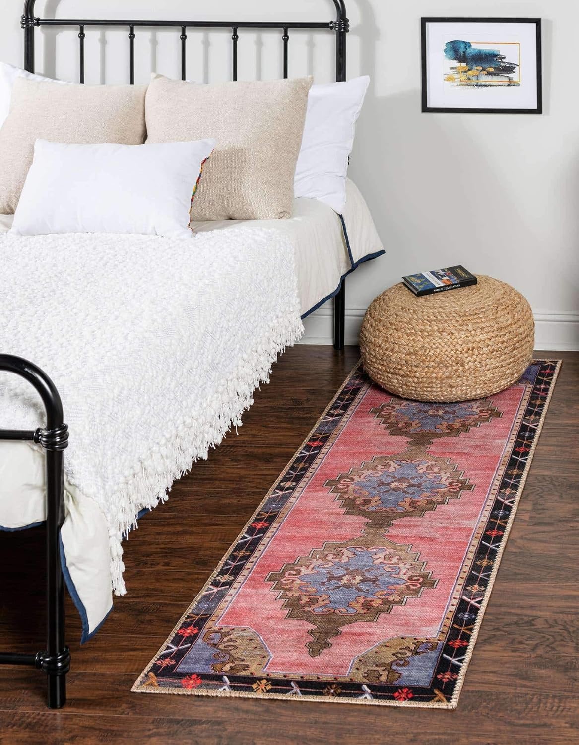 Unique Loom Timeless Collection – Alfombra de área – Thomas (2′ 6″ x 12′ 2″ camino, rosanegro)
