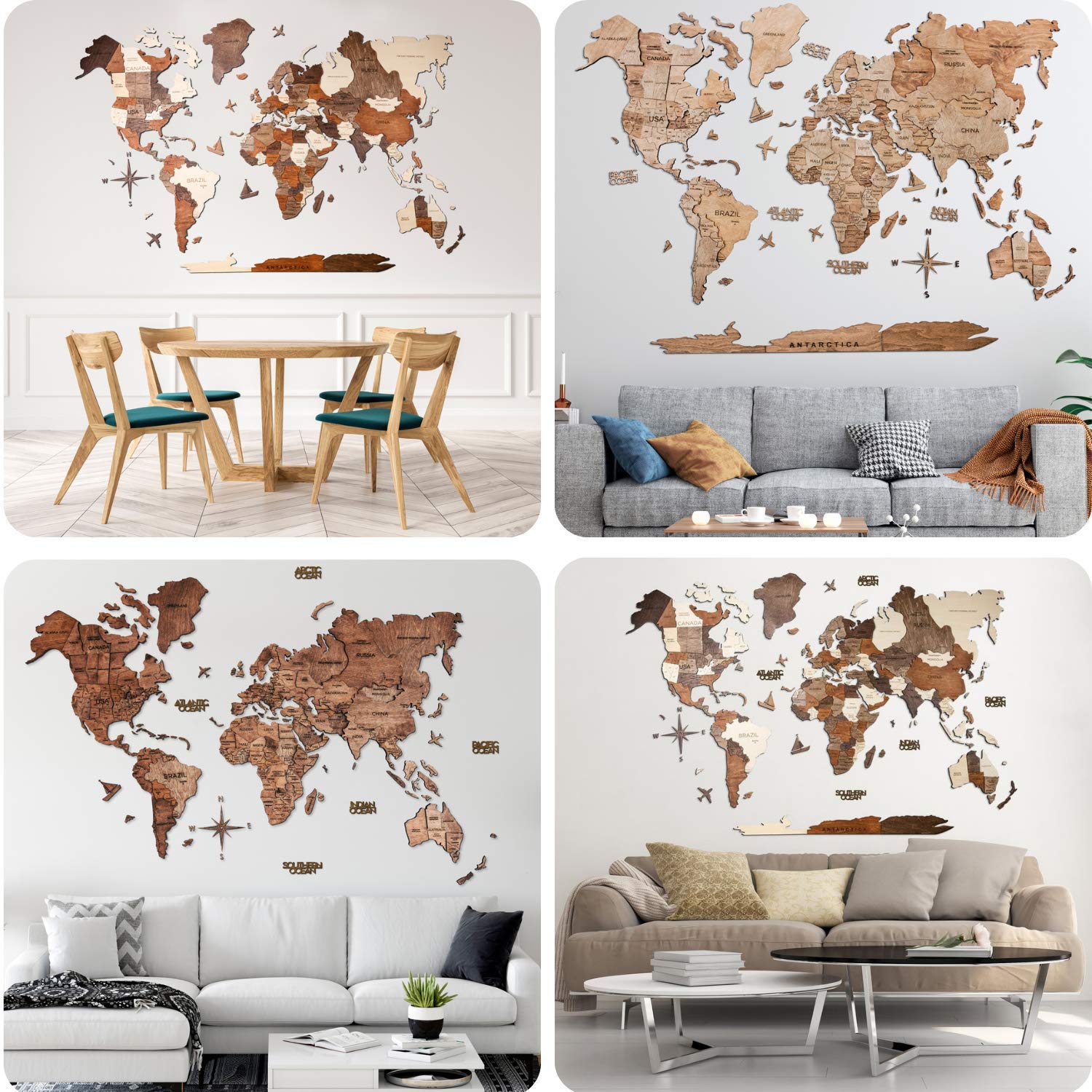 ENJOY THE WOOD 3D Wood World Map Wall Art Large Wall Décor – World Travel Map – Any Occasion Gift Idea – Wall Art For Home & Kitchen or Office
