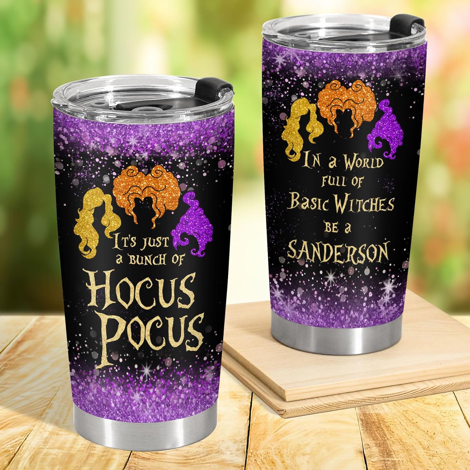 34HD Regalos de Navidad para los amantes del cine, vaso de acero inoxidable con tapa de 20 onzas, vaso de viaje de las hermanas Sanderson, regalos