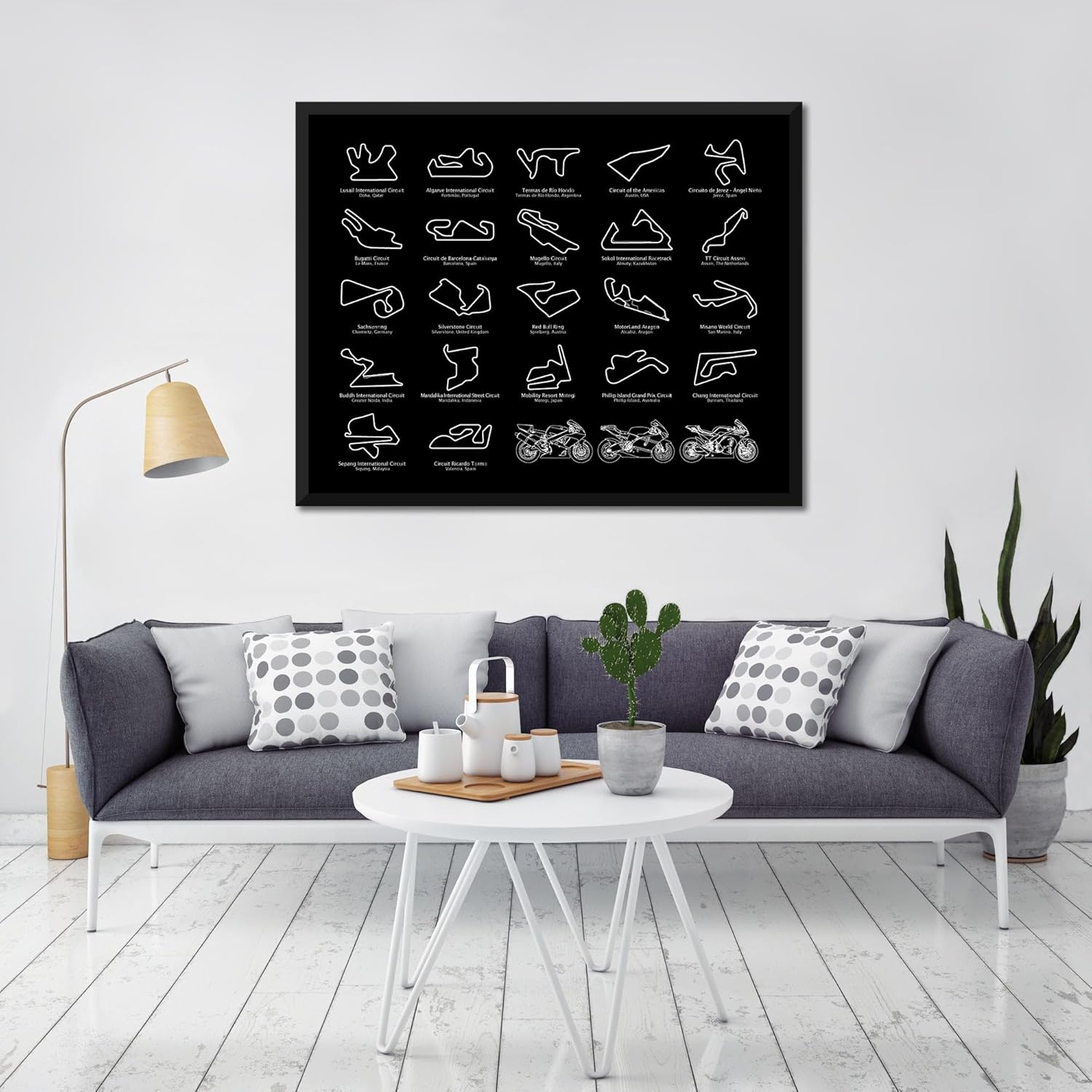 MotoGP Race Track Inspired Motorcycle Poster – Handmade Print of Motorcycle Racing Circuits 2024 – Landscape Black, 8×10″ Satin Print (Unframed) –