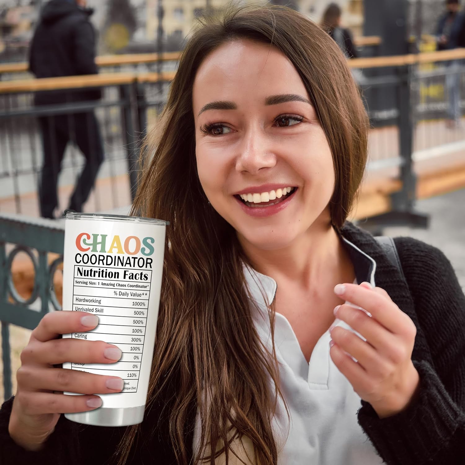HOMISBES Chaos Coordinator Gifts – Taza de viaje con popote para mamá, compañera de trabajo, jefe gerente, empleado, vaso de viaje de acero