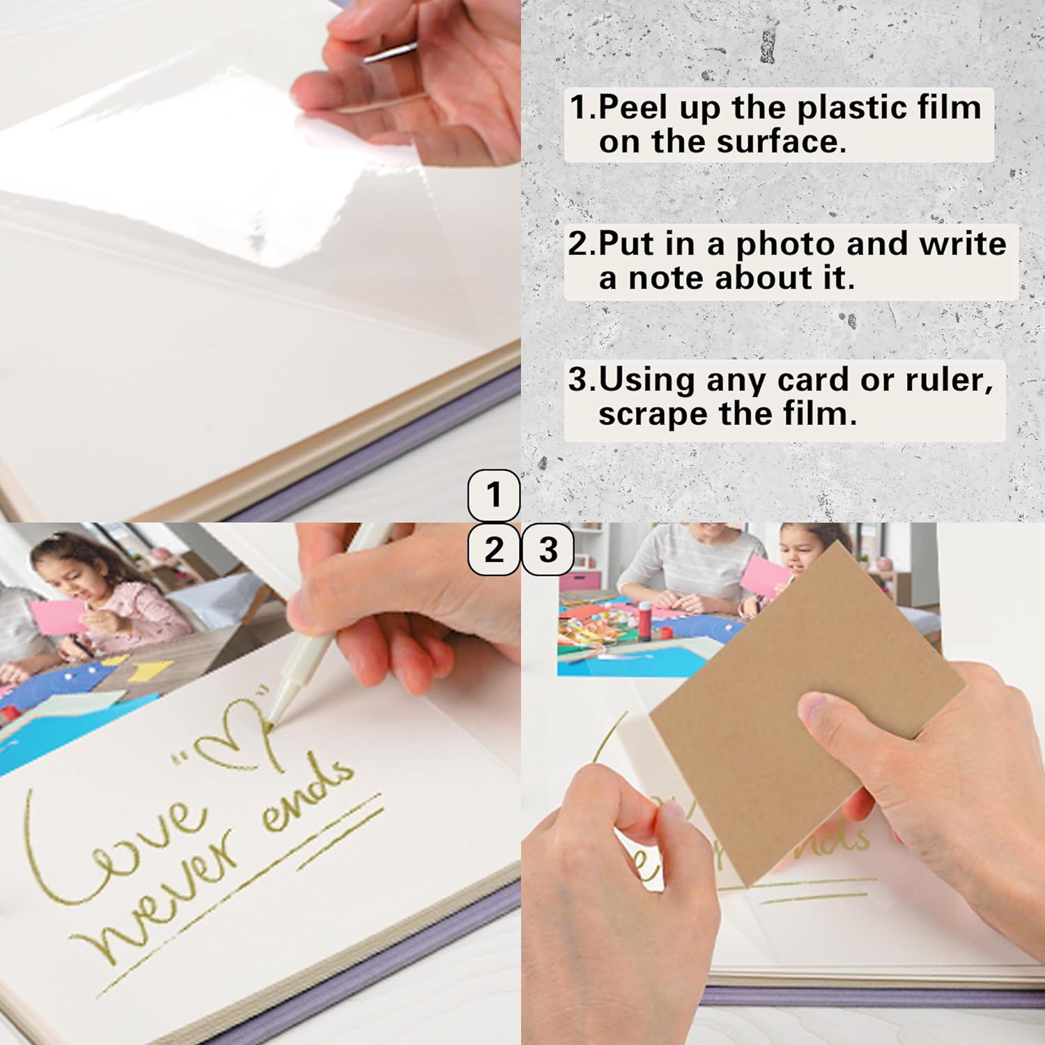 Vienrose Recambio de página para álbum de fotos para carpeta de 3 anillas, páginas autoadhesivas, páginas de álbumes de fotos para tarjetas de fotos