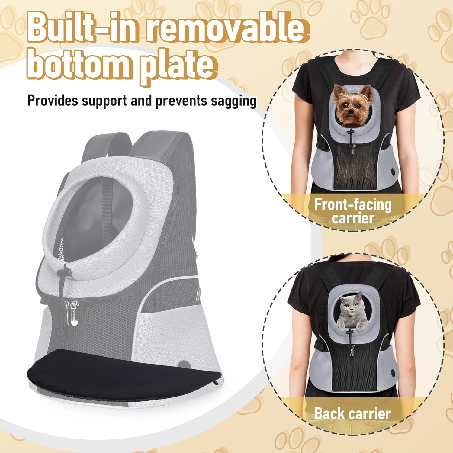 WOYYHO Mochila transportadora para perros pequeños, mochila frontal de malla ventilada para perros con cinturón de seguridad para viajes,