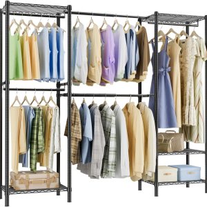 K1 – Perchero resistente de 5 niveles, negro, acero al carbono, 15.7 in x 69.7-90 in x 78 in K1 – Perchero resistente de 5 niveles, negro, acero al carbono, 15.7 in x 69.7-90 in x 78 in