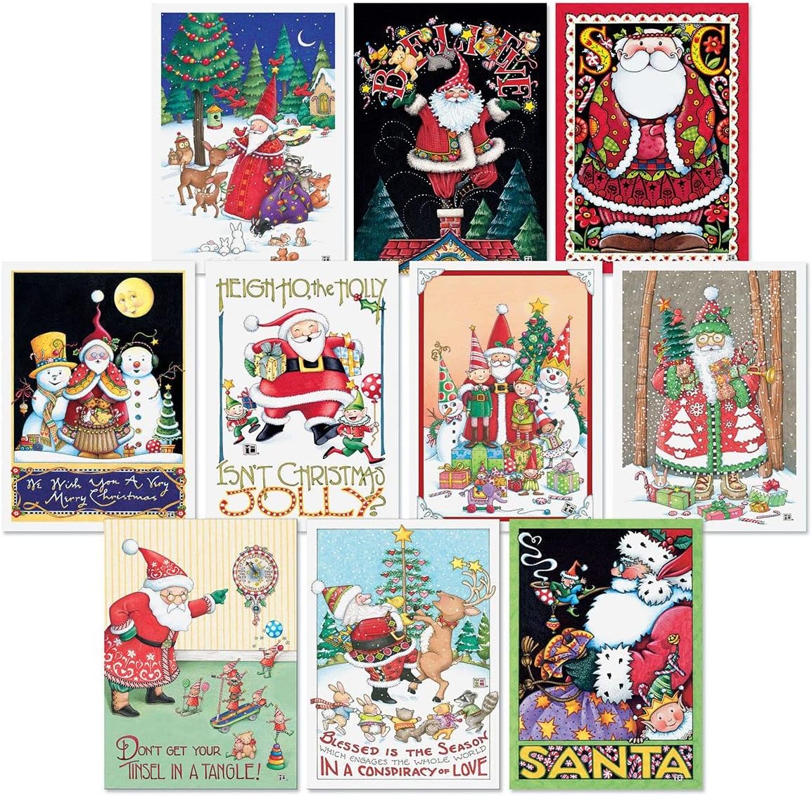 Current Juego de tarjetas de felicitación navideñas Believe in Santa  Mary Engelbreit, juego de 20 tarjetas grandes plegadas de 5 x 7 pulgadas,