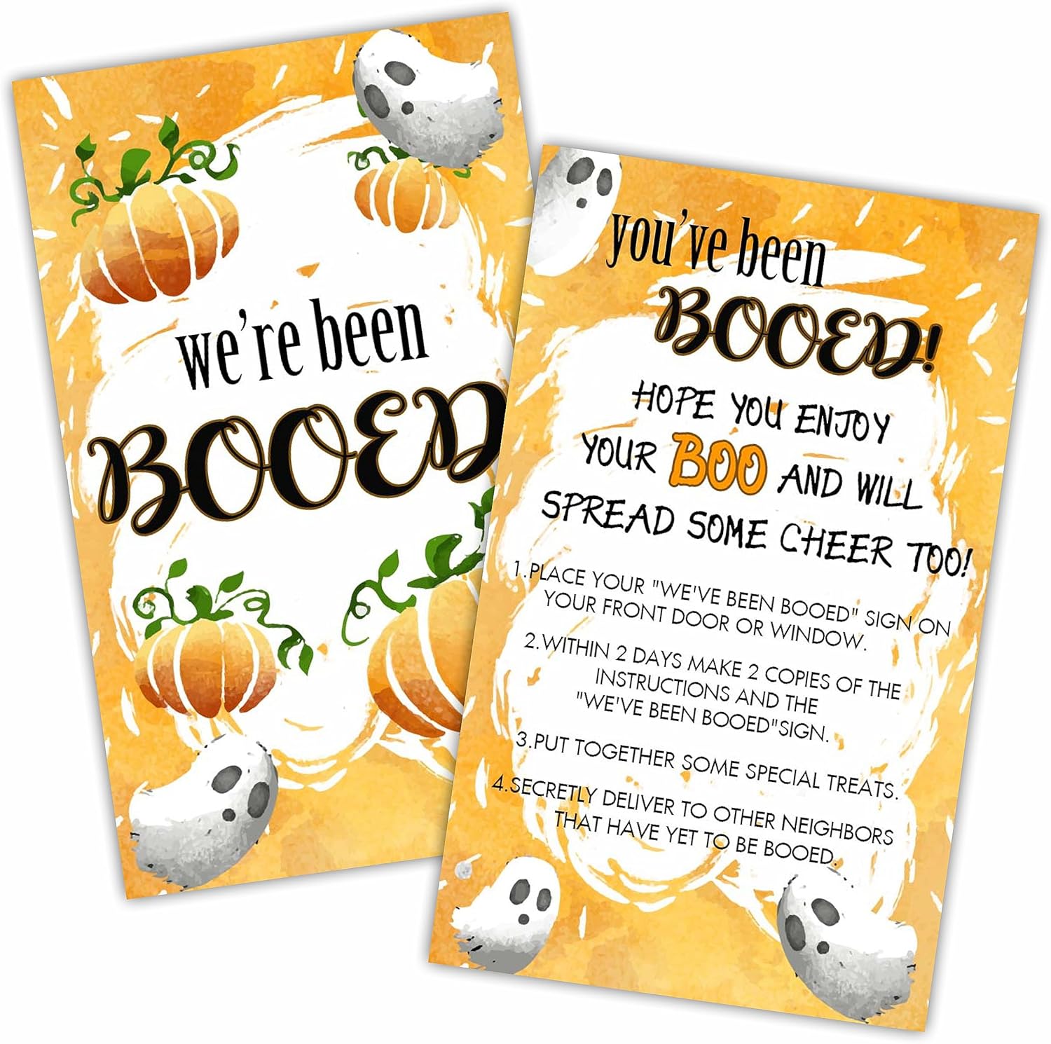Juego de fiesta de Halloween  You’ve Been Booed, We Been Booed!  Juego de 50 tarjetas de juego de calabazas de doble cara y fantasma, recuerdos de