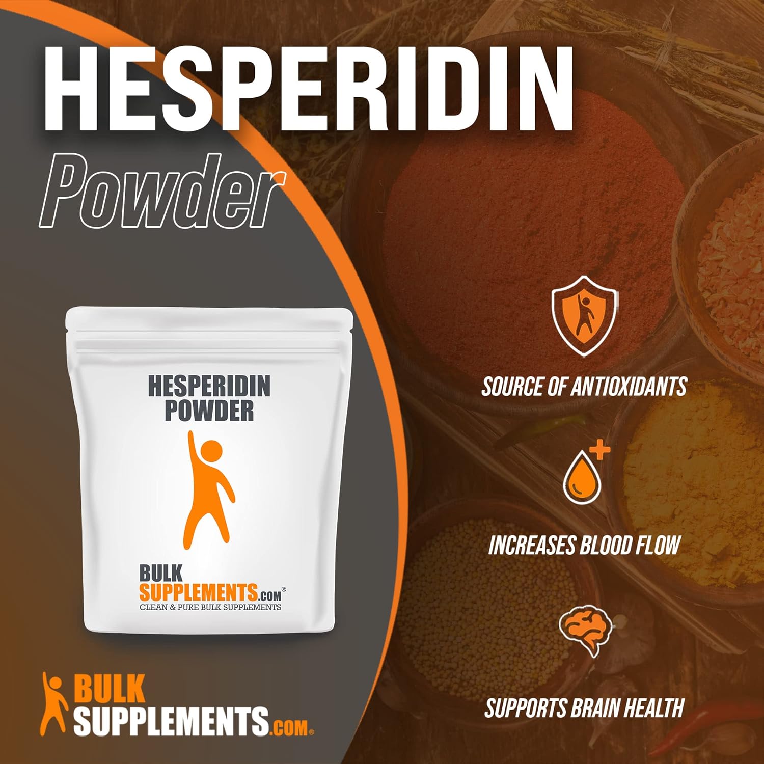 BulkSupplements. com Hesperidin Powder – Suplemento de Hesperidina de Citrus Aurantium, suplementos de apoyo venoso – 500 mg de Hesperidina por