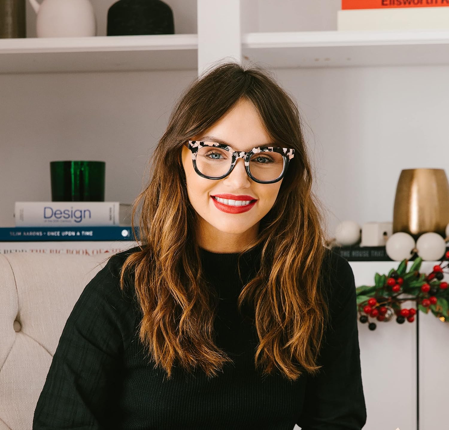 Peepers by PeeperSpecs Oprah’s Favorite Showbiz – Gafas de lectura con bloqueo de luz azul para mujer, diseño de mármol negronegro +2.00, mármol