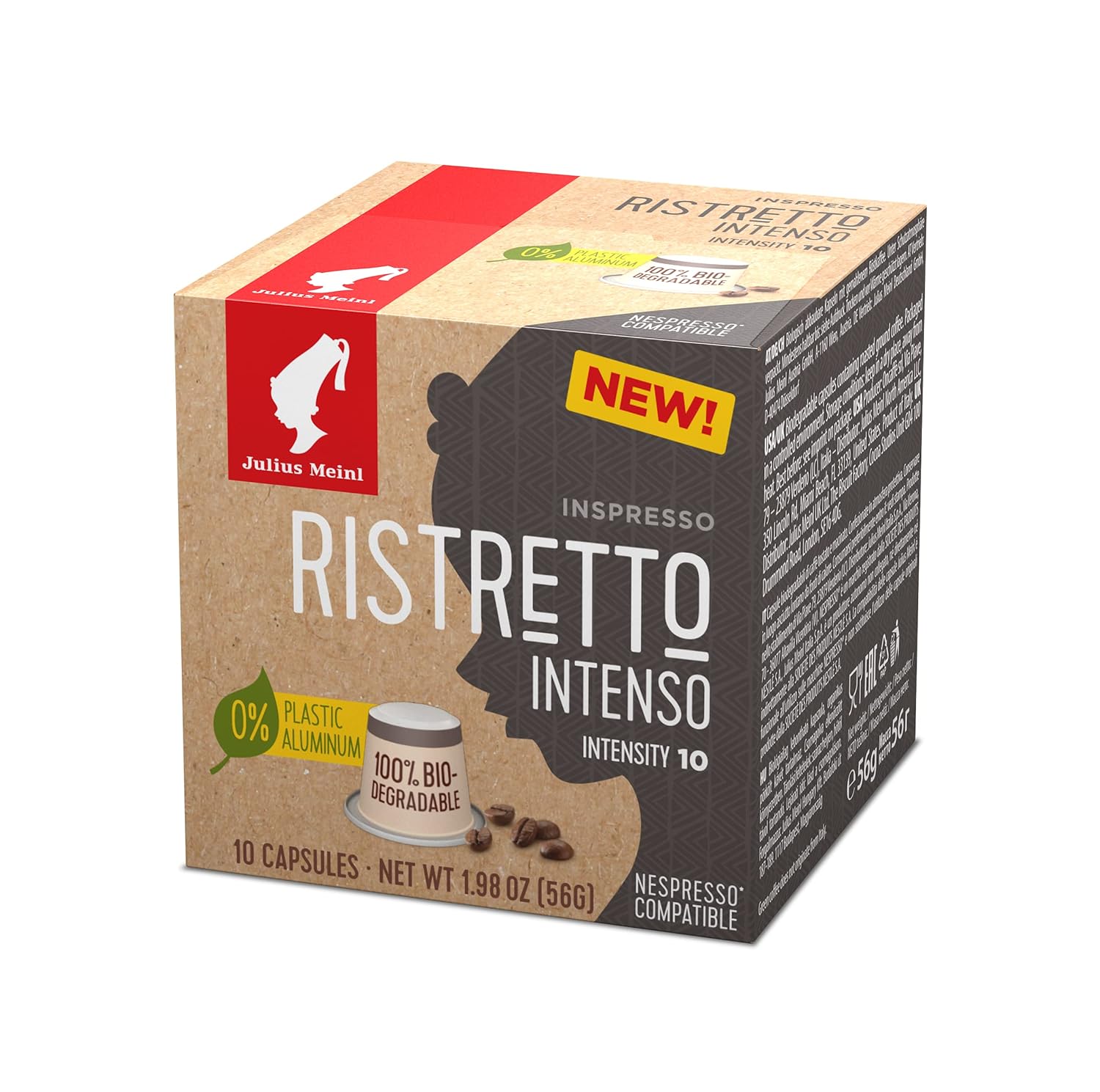 Julius Meinl – Compatible con Nespresso – Cápsulas Ristretto Intenso – 10 x 0.19 oz (Paquete de 10)
