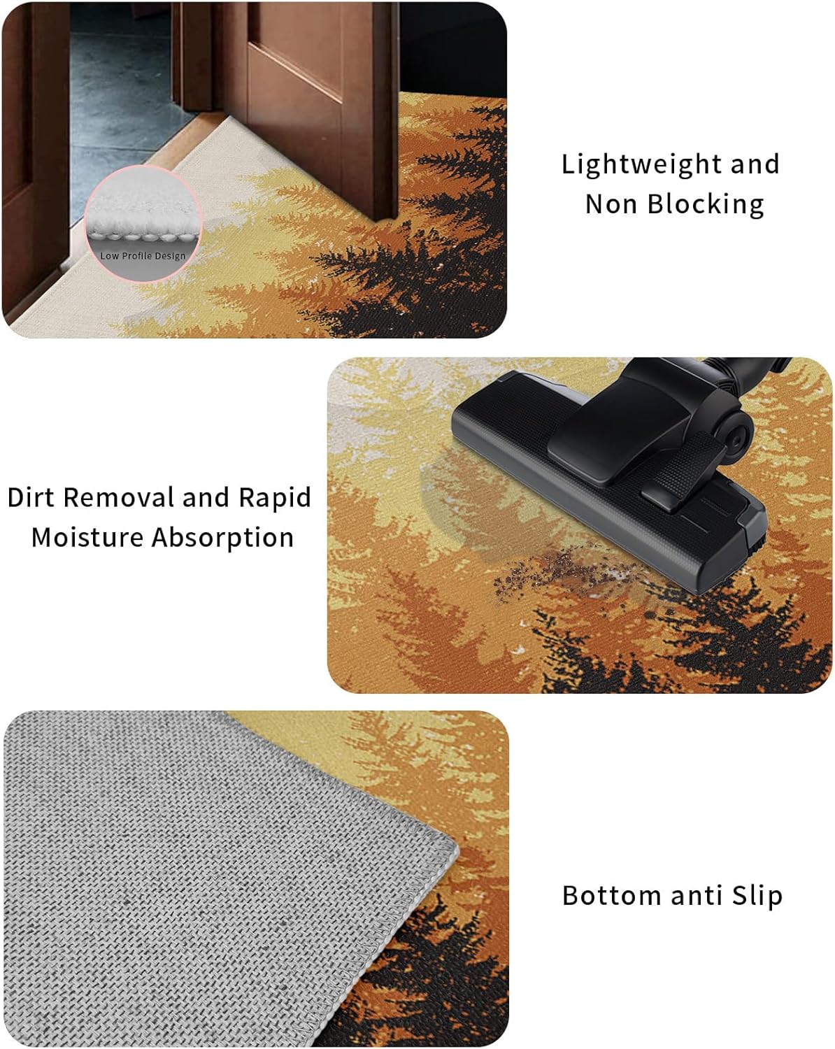 Tapete para puerta delantera, antideslizante, absorbente, para puerta de entrada, para interiores y exteriores, alfombras pequeñas, diseño de bosque