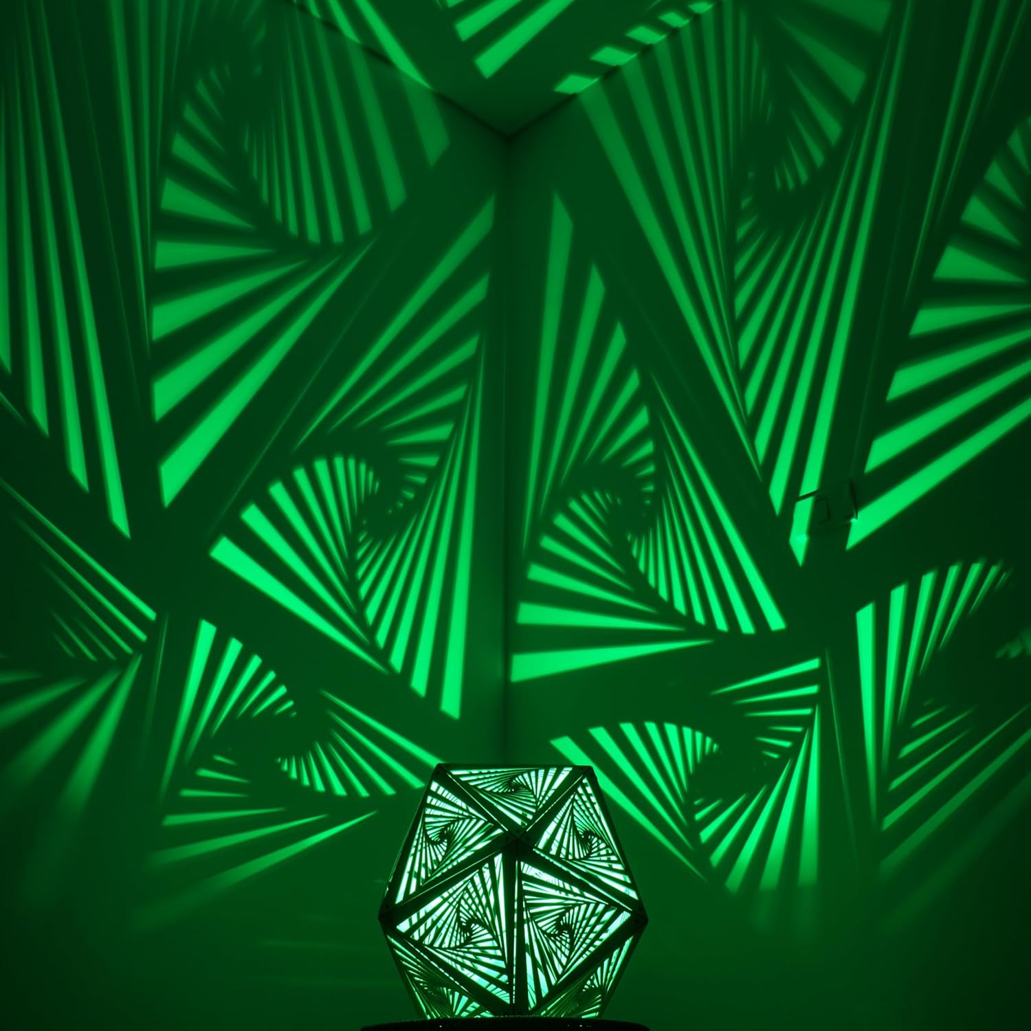 Jabihome Hyperi Lámpara de sombra RGB, luz nocturna geométrica, arte de mandala espiritual sagrado, linterna de sombra, decoración LED de madera,