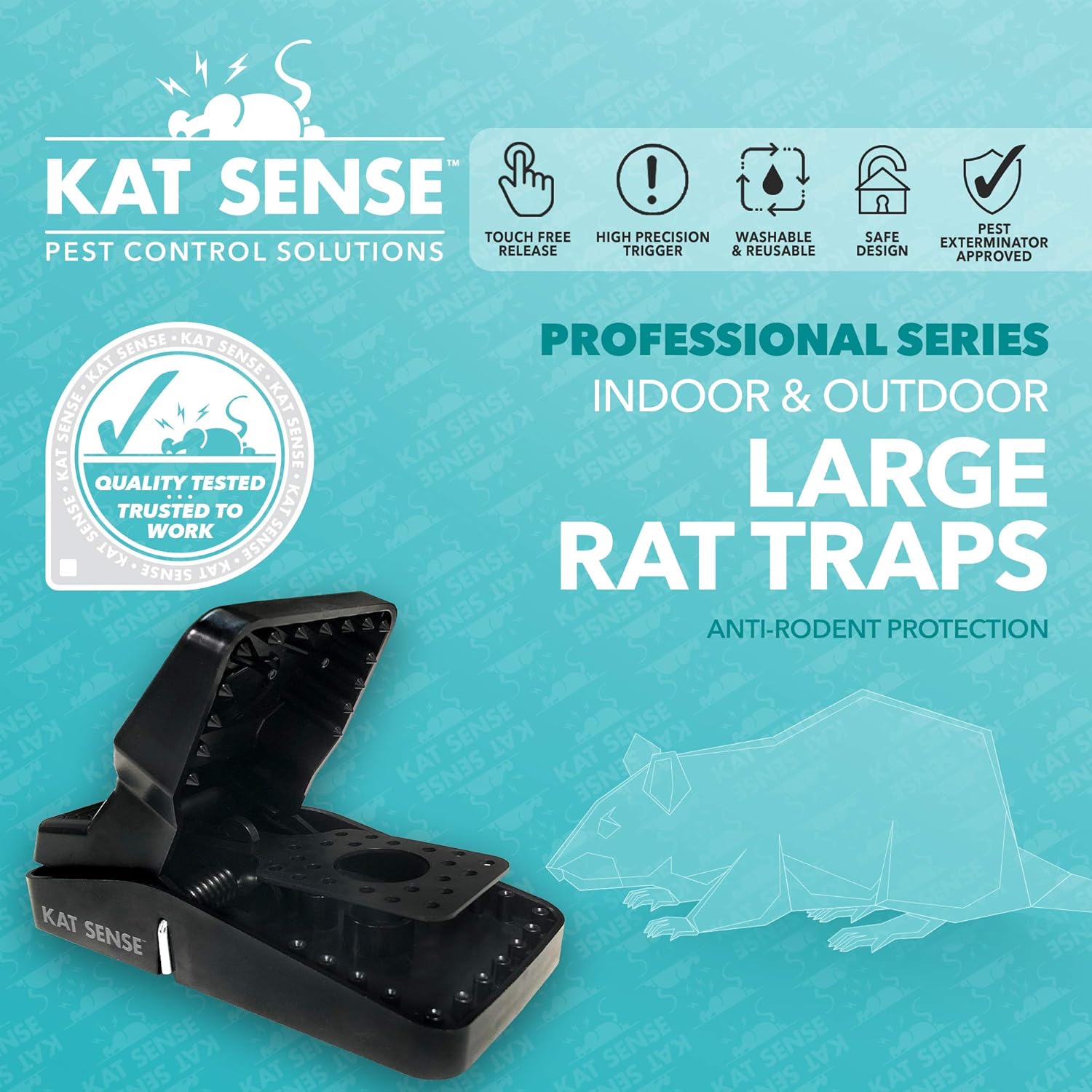 Kat Sense Trampas para ratas que funcionan en interiores y exteriores para obtener resultados de muerte instantánea, juego de 8 trampas