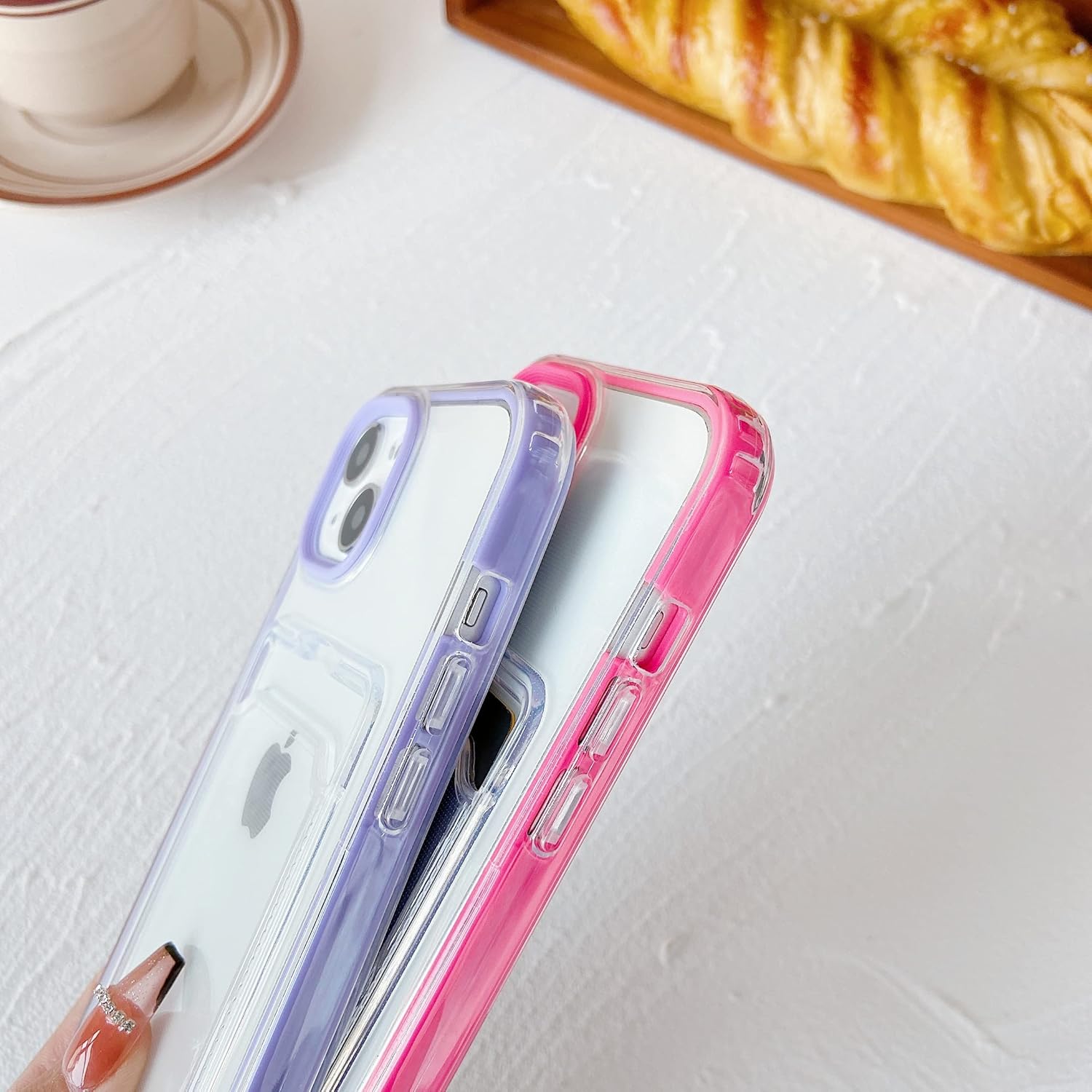 Caseative Tarjetero transparente a prueba de golpes suave compatible con iPhone (rojo, iPhone 11 Pro)