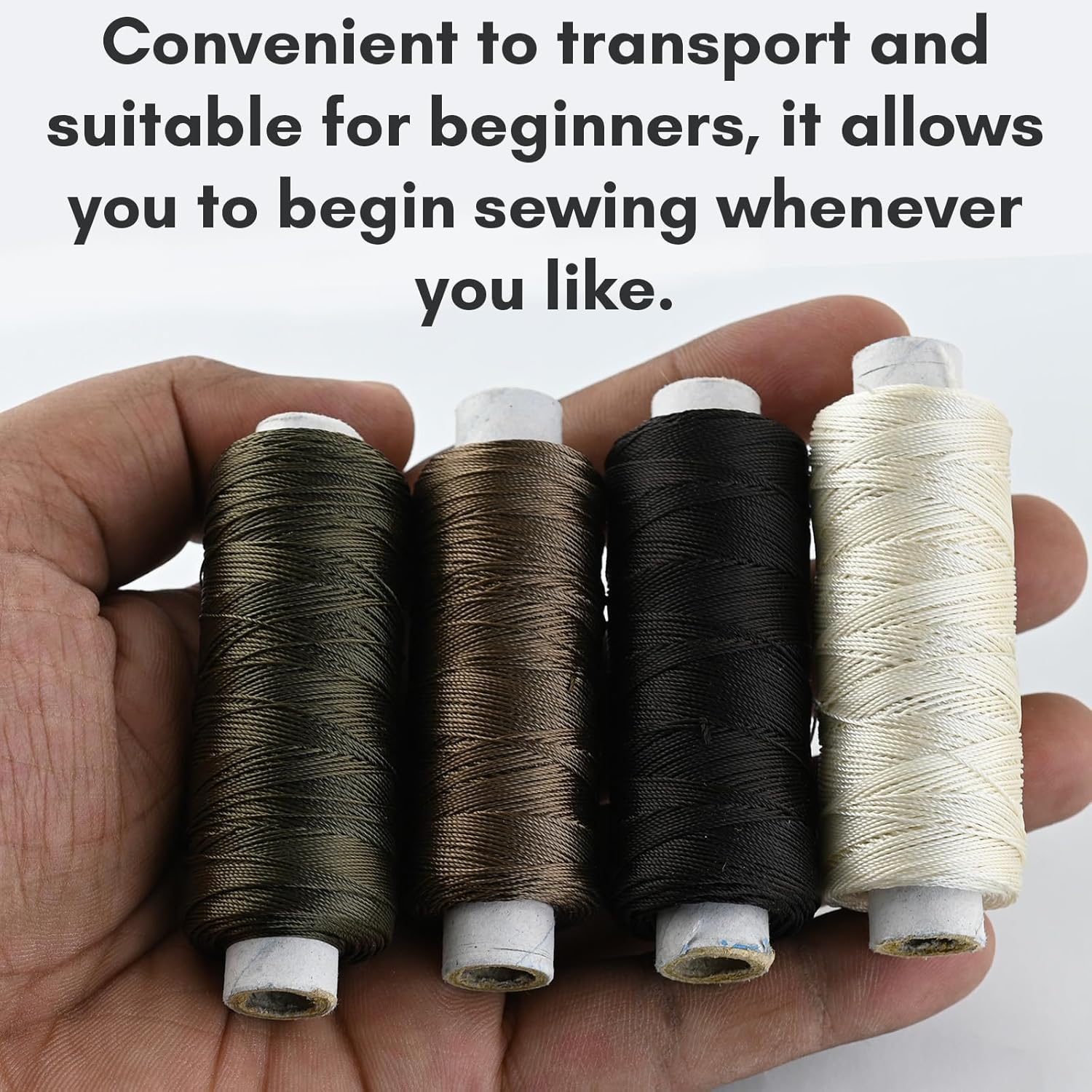 4 rollos de hilos de coser para coser a mano, extensiones de cabello para hacer pelucas de bricolaje (negro, marrón, marrón oscuro, color beige) (4