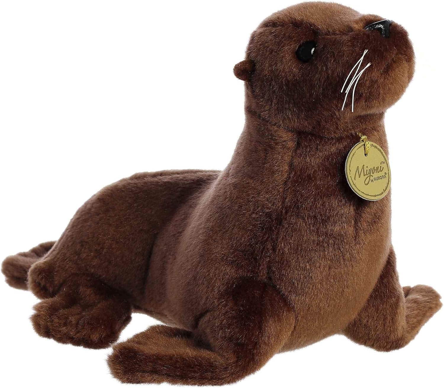 Aurora Adorable león marino de peluche Miyoni, detalle realista, compañía entrañable, marrón, 11 pulgadas