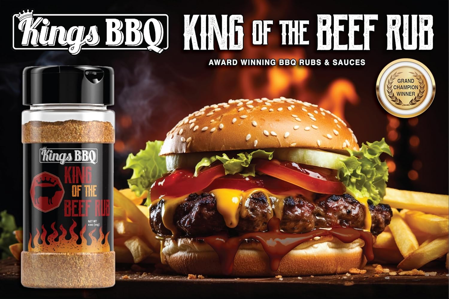 Kings BBQ King Of The Beef Rub Seasoning – Botella agitadora de 10 onzas, paquete de 2
