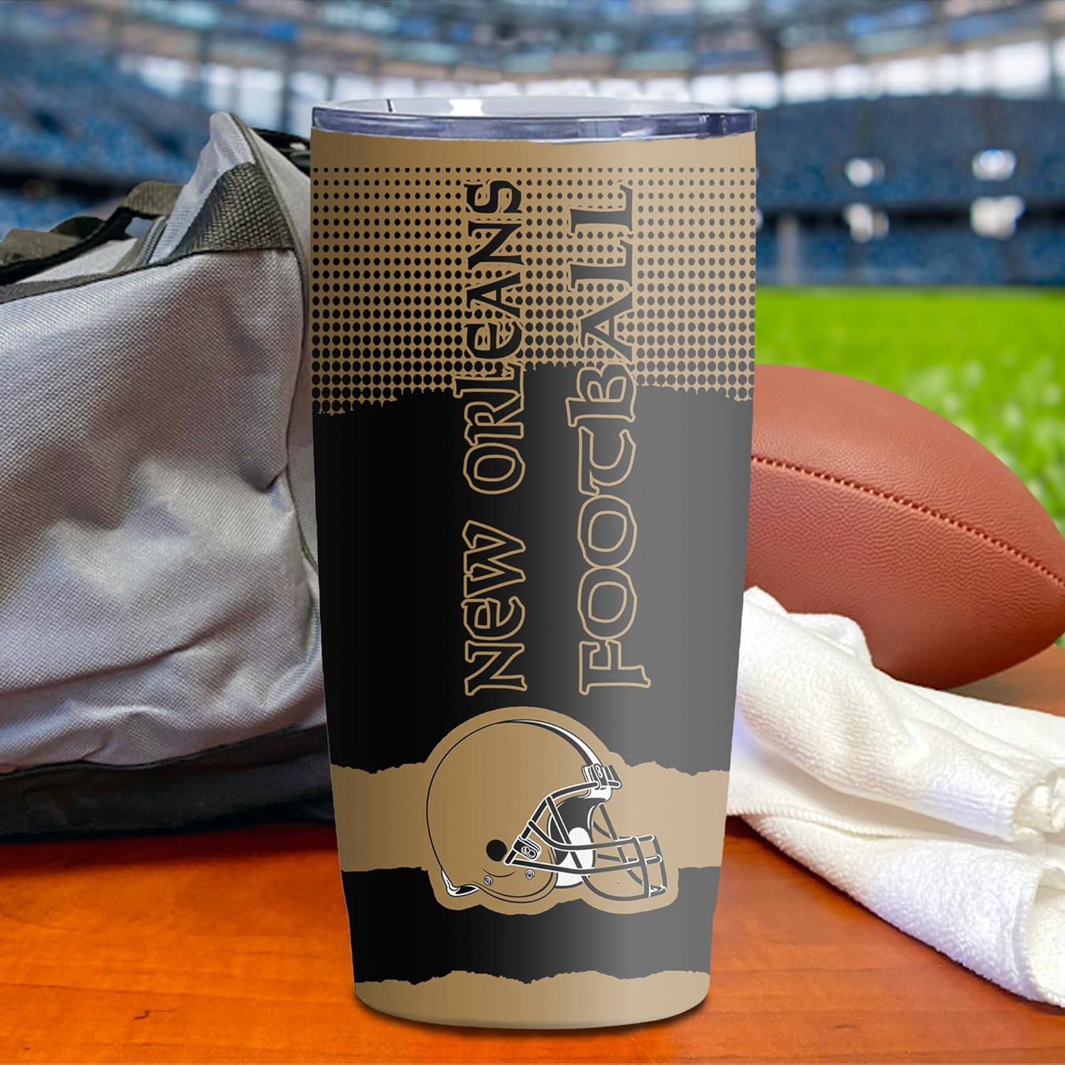 Vaso aislado de acero inoxidable de 20 onzas con tapa y popotes, regalo para fanáticos del fútbol americano para doble pared, reutilizable, mantiene