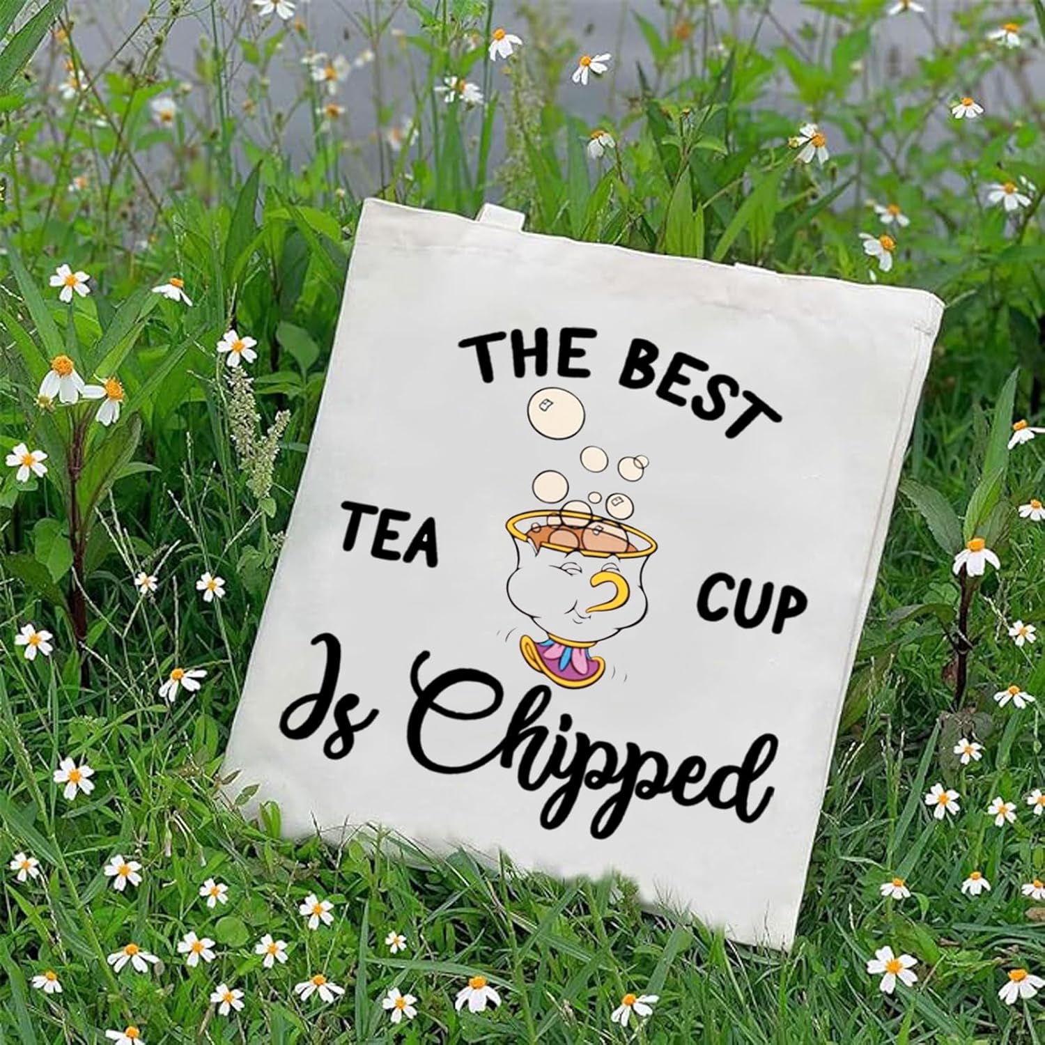 G2TUP Chip and Mrs Potts Bolso de hombro Tea Party Tote The Best Teacup Is Chipped Bolsa de lona inspirada en Belle Beast