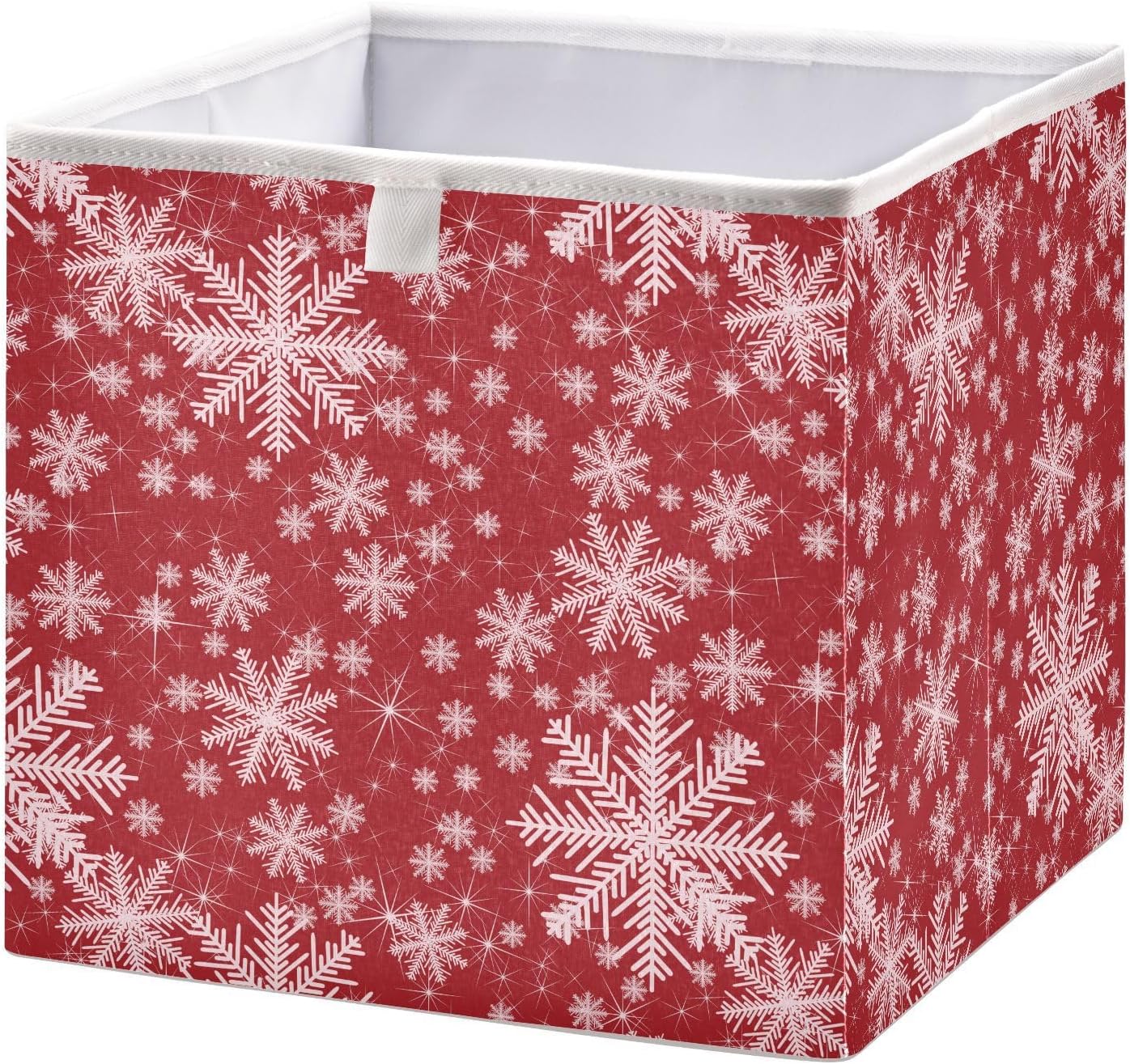 QUGRL Cubo de almacenamiento con forma de copo de nieve blanco, organizador de ropa de Feliz Navidad, caja de almacenamiento de juguetes para