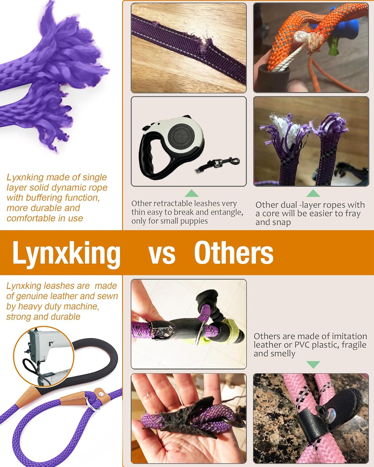 lynxking Paquete de 2 correas antideslizantes para perros de 6 pies, resistentes y trenzadas, correas de entrenamiento para perros medianos, grandes