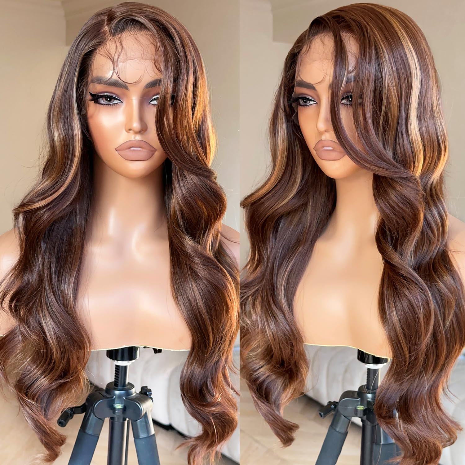 Peluca ondulada con encaje frontal, peluca rubia con encaje frontal prearrancada, peluca sintética HD sin pegamento con encaje frontal para mujer,