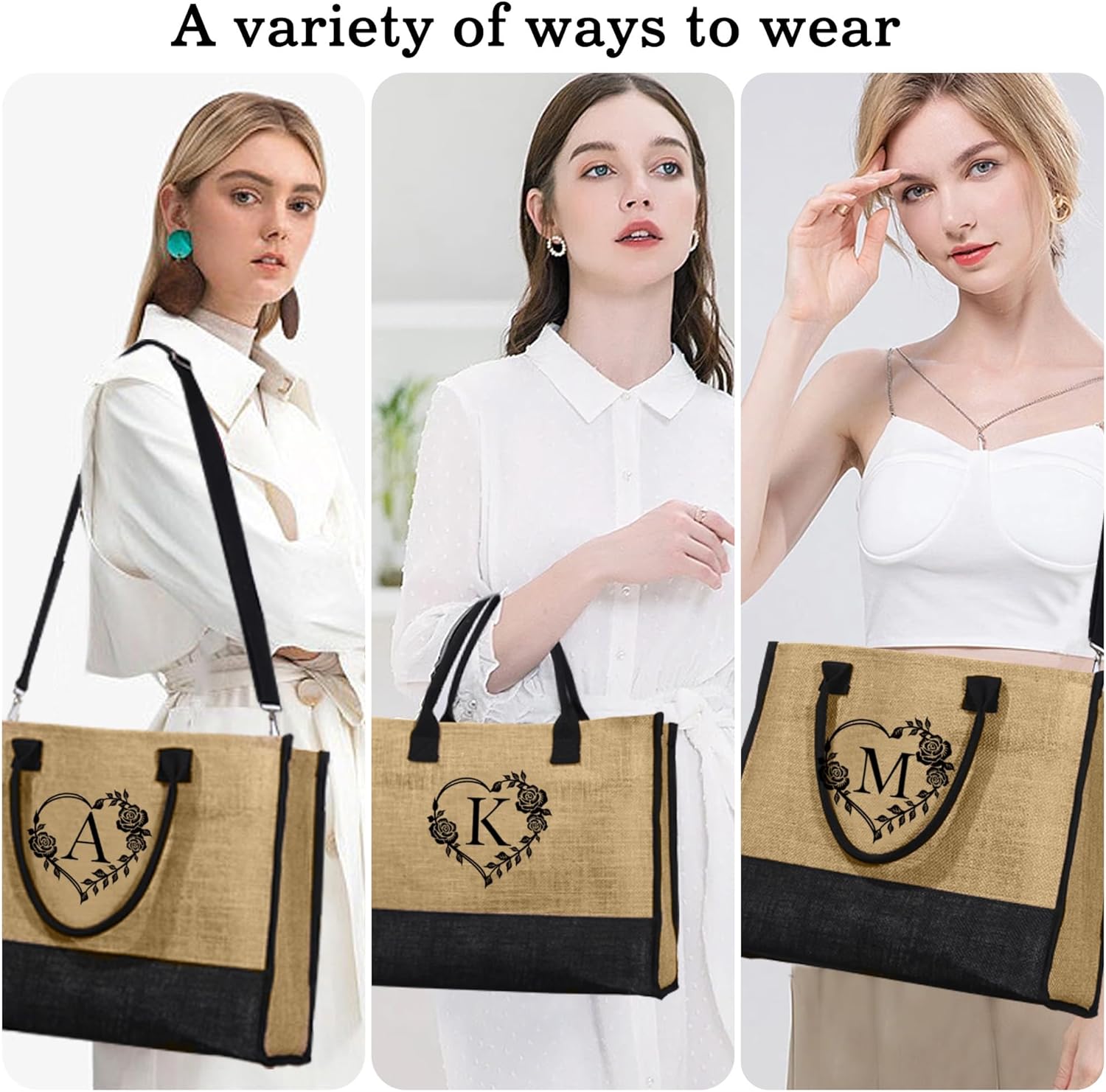 YOOLIFE Bolsa de yute para la playa con cremallera, artículos esenciales de viaje para mujeres, amigas, mujeres, cumpleaños, damas de honor, regalos